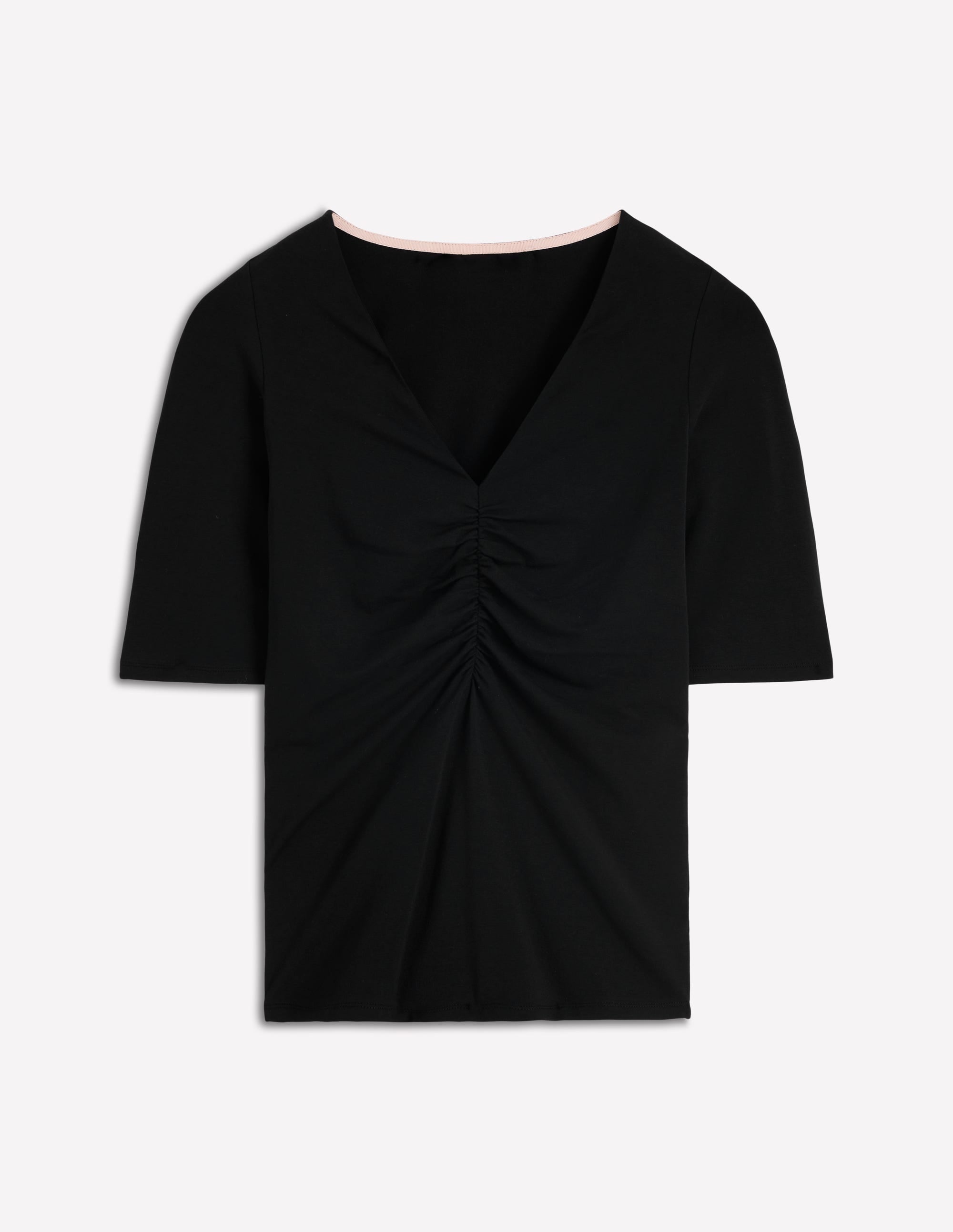 Tia Ruched V-neck Top-Black - Image 5