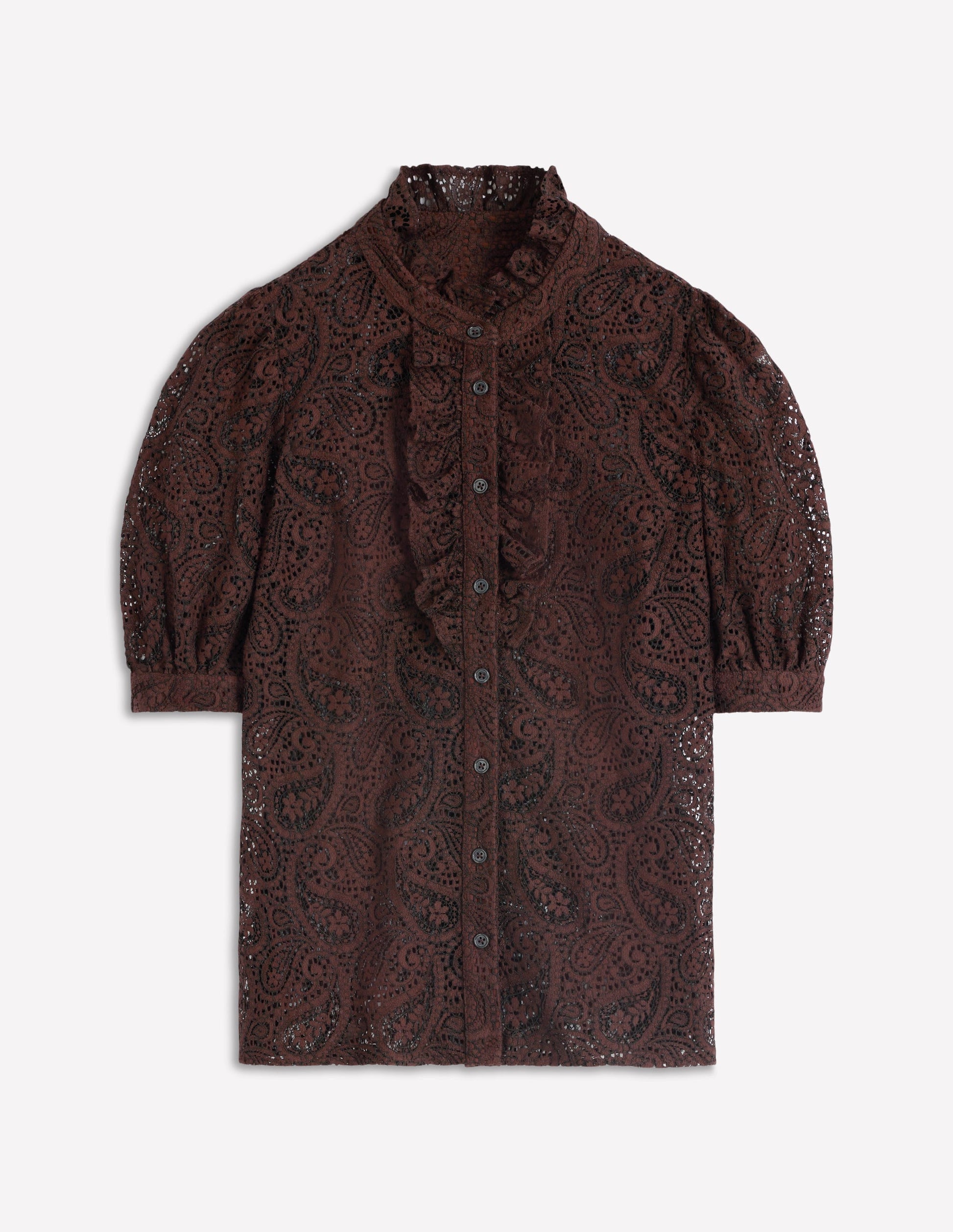 Sasha Short Sleeve Lace Top-Bitter Chocolate-6