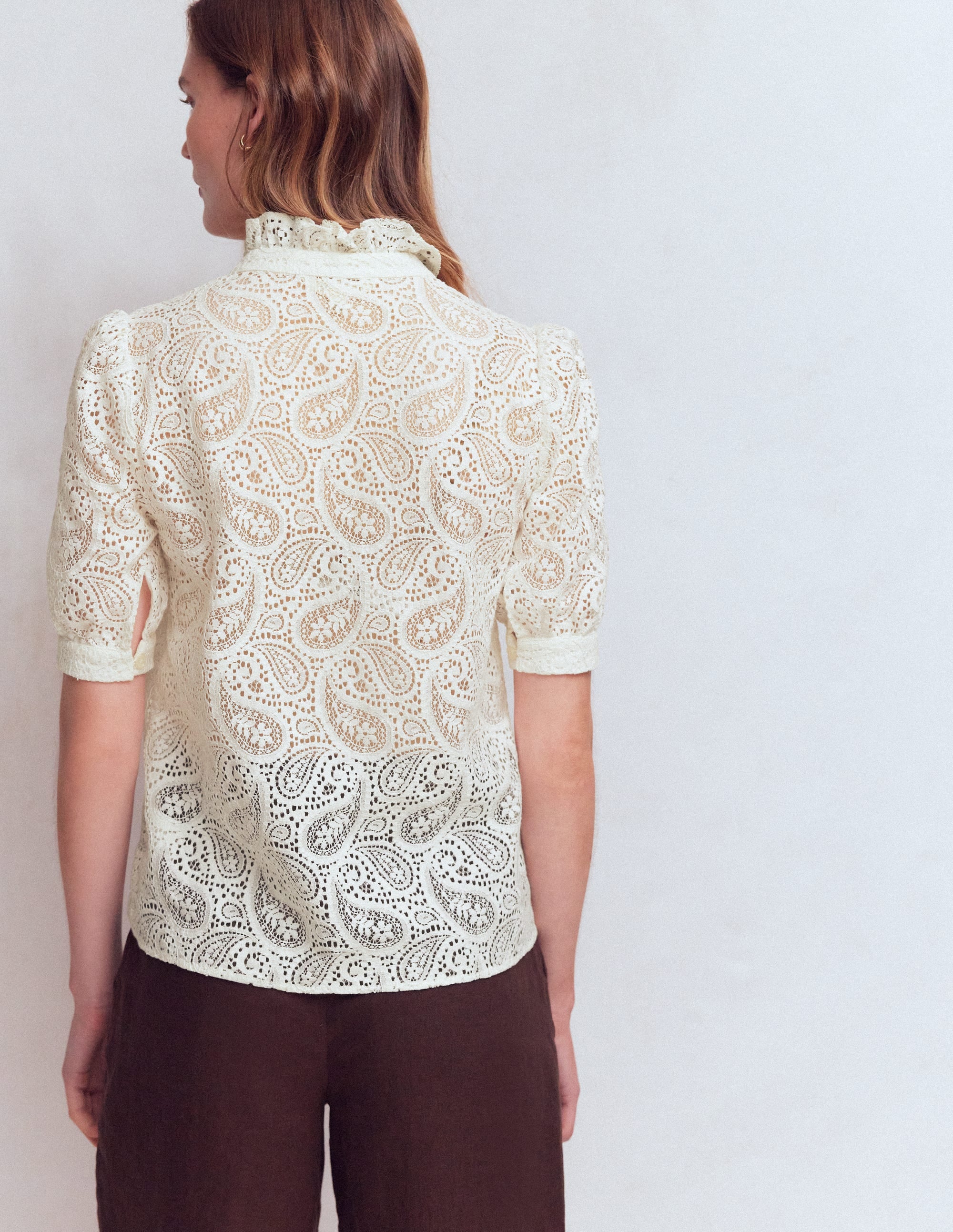 Sasha Short Sleeve Lace Top-Ivory - Image 3