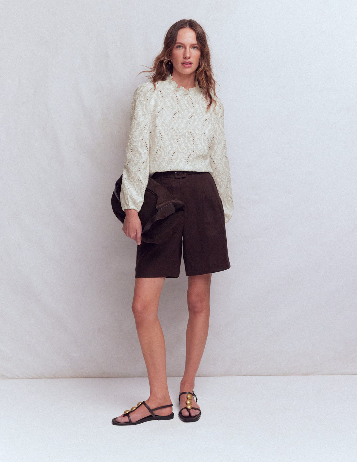 Puff Sleeve Interest Top-Ivory - Image 1