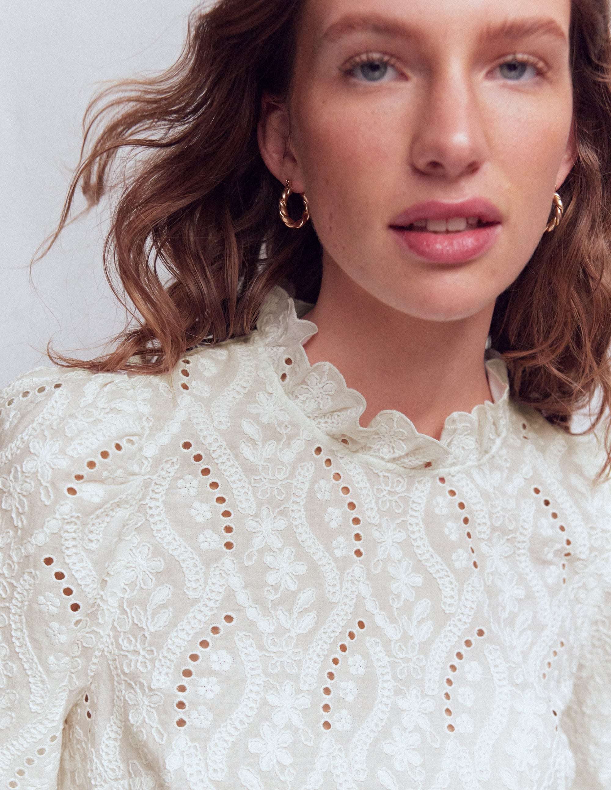 Puff Sleeve Interest Top-Ivory - Image 2