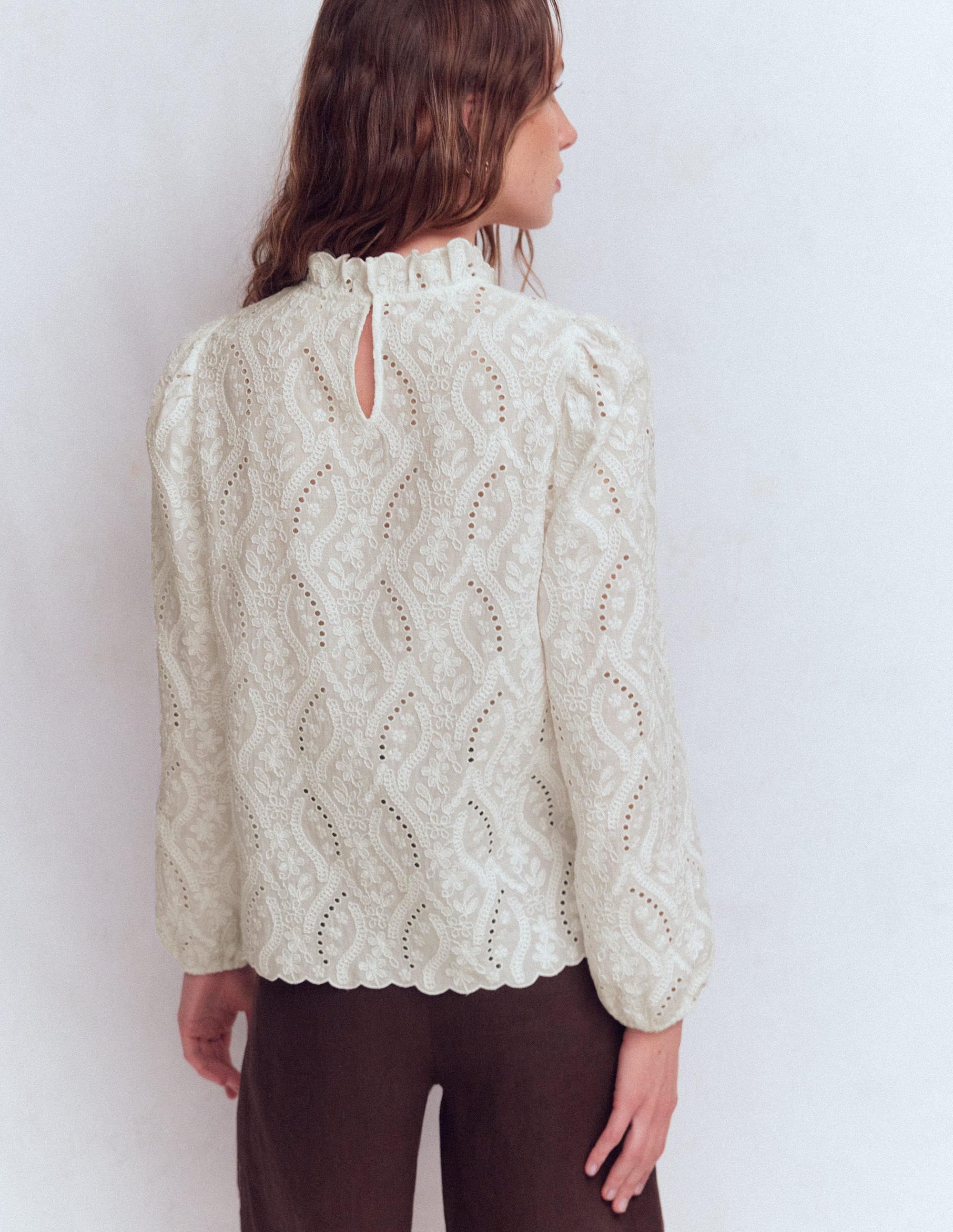 Puff Sleeve Interest Top-Ivory - Image 3