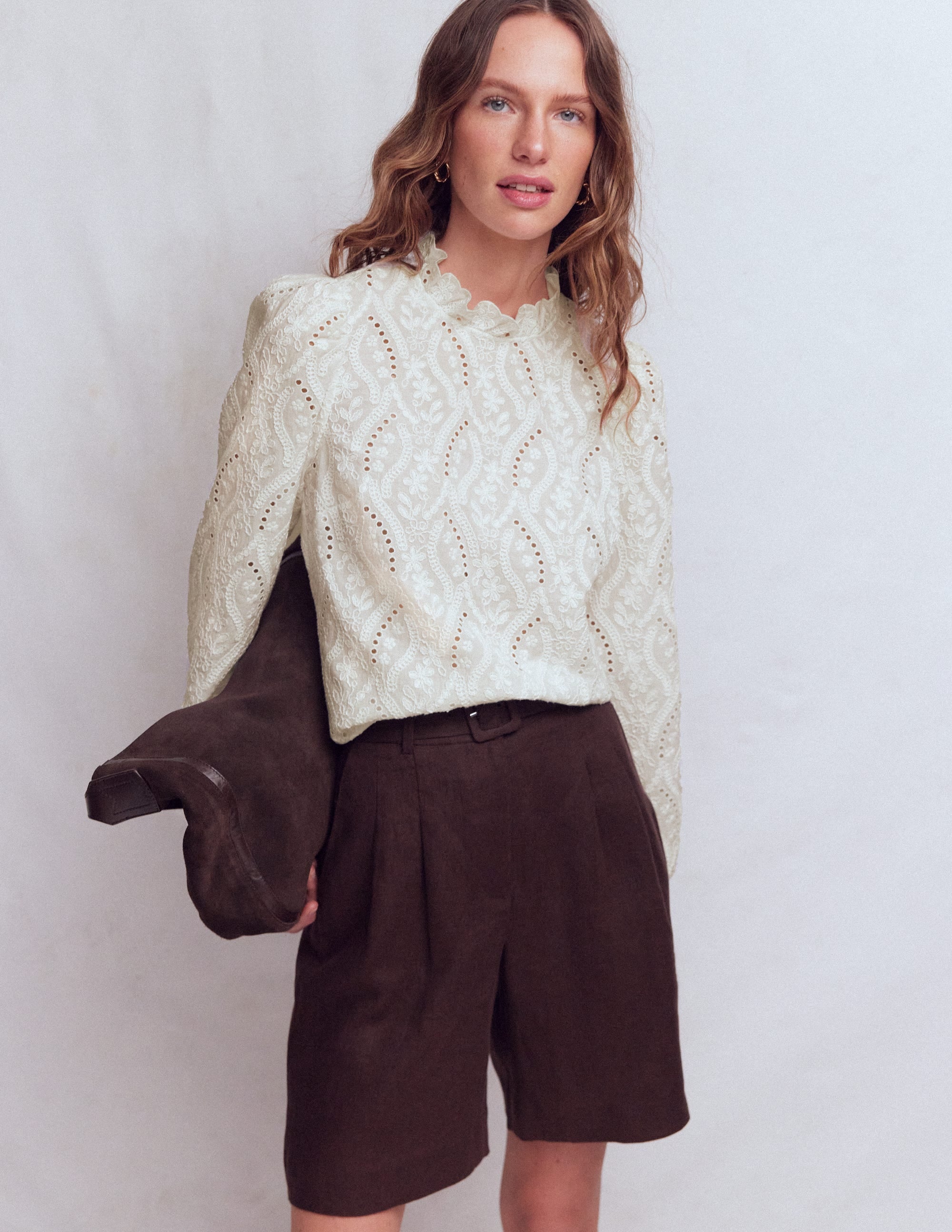 Puff Sleeve Interest Top-Ivory - Image 4