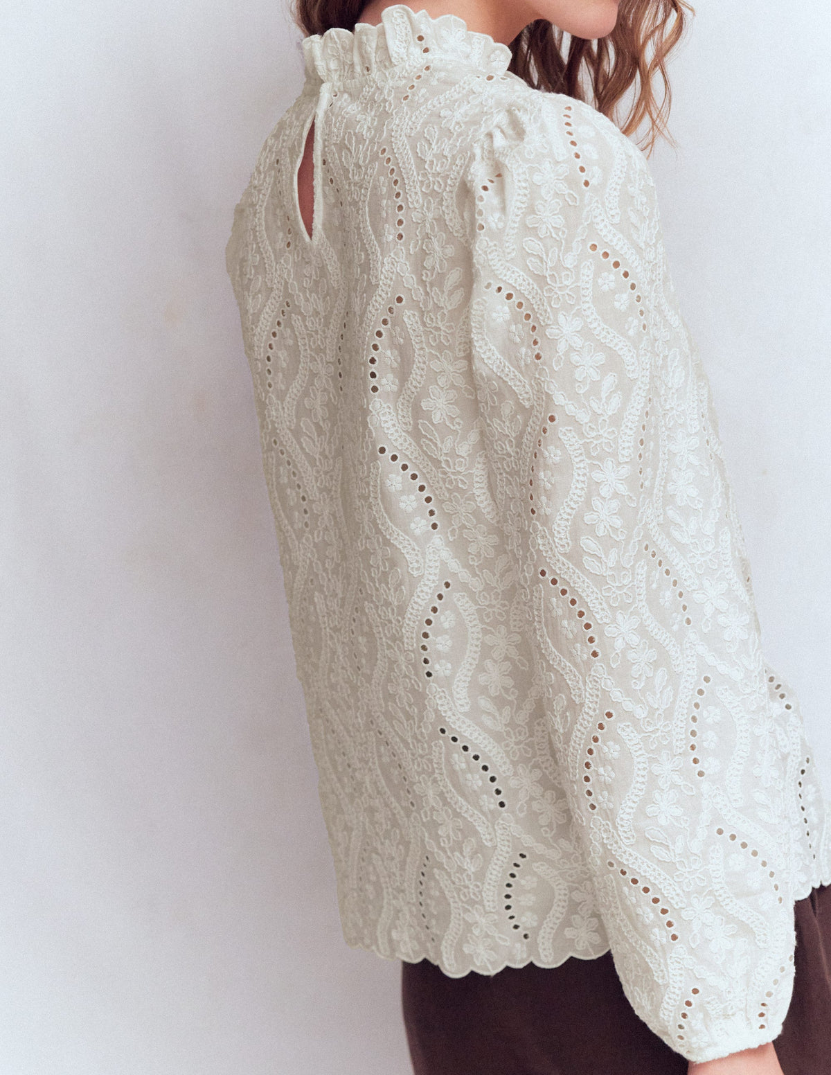 Puff Sleeve Interest Top-Ivory - Image 5