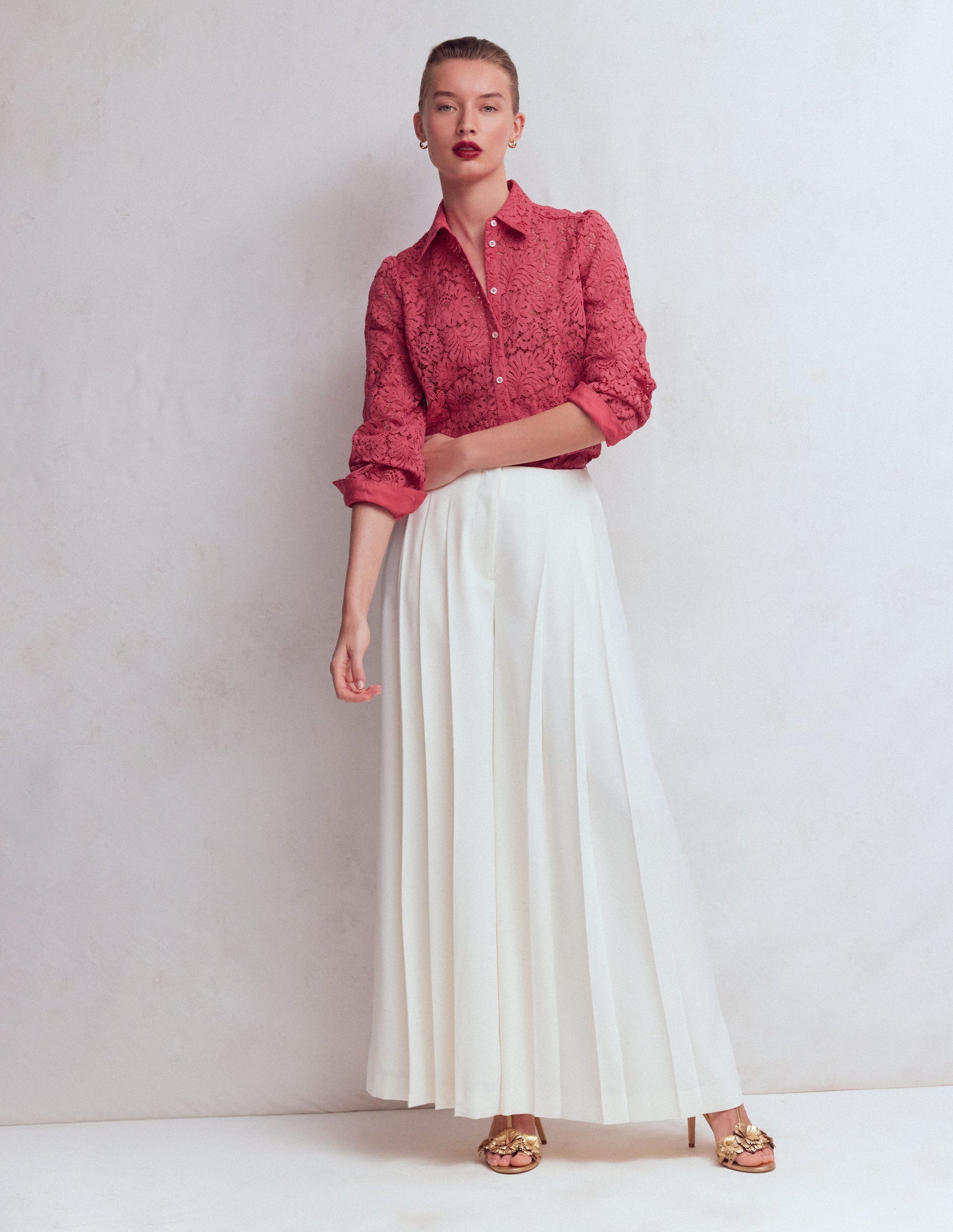 Cara Lace Shirt-Cherry Blush-4