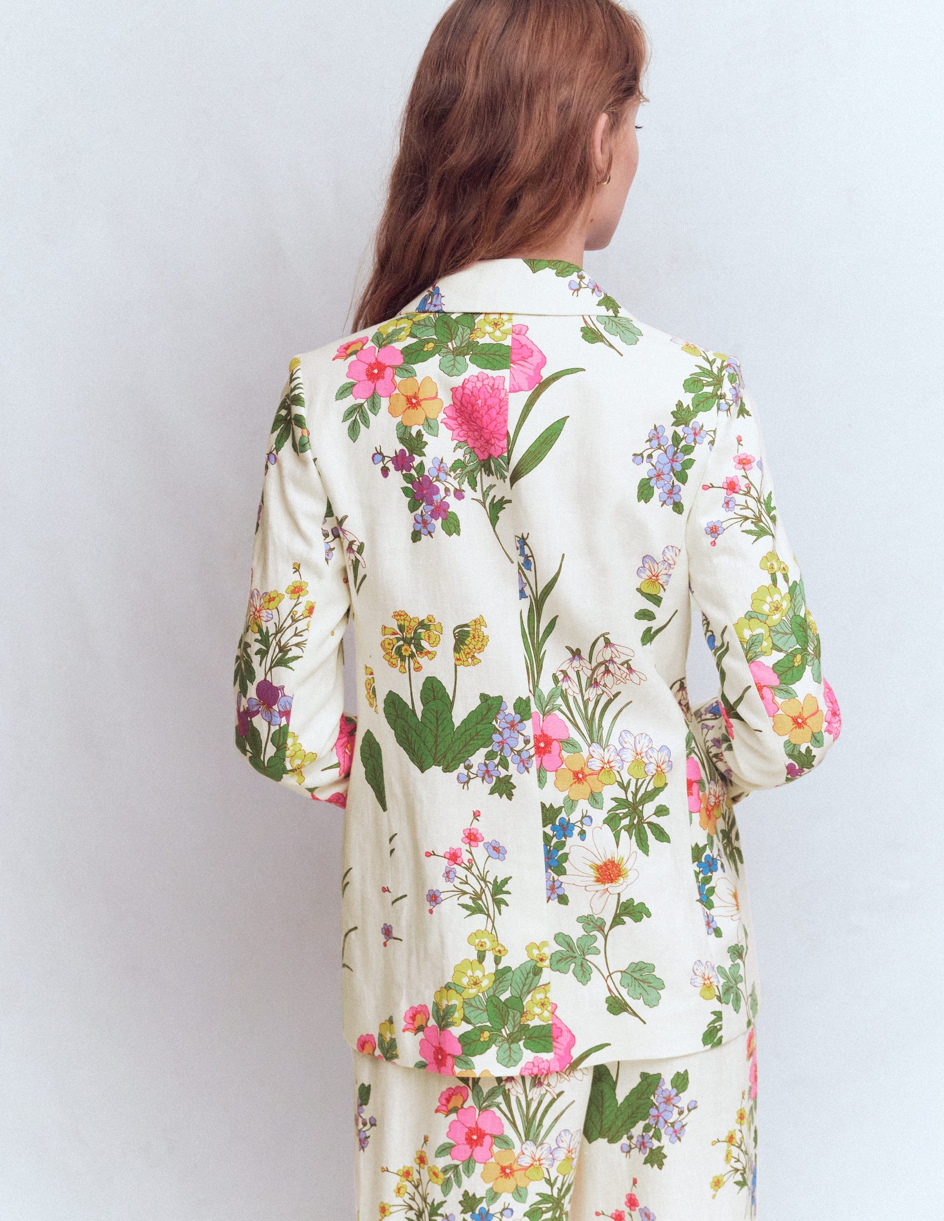 Woodbridge Linen Blazer-Ivory, Delicate Blossom-3