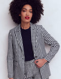 Woodbridge Linen Blazer-Navy, Ivory Gingham