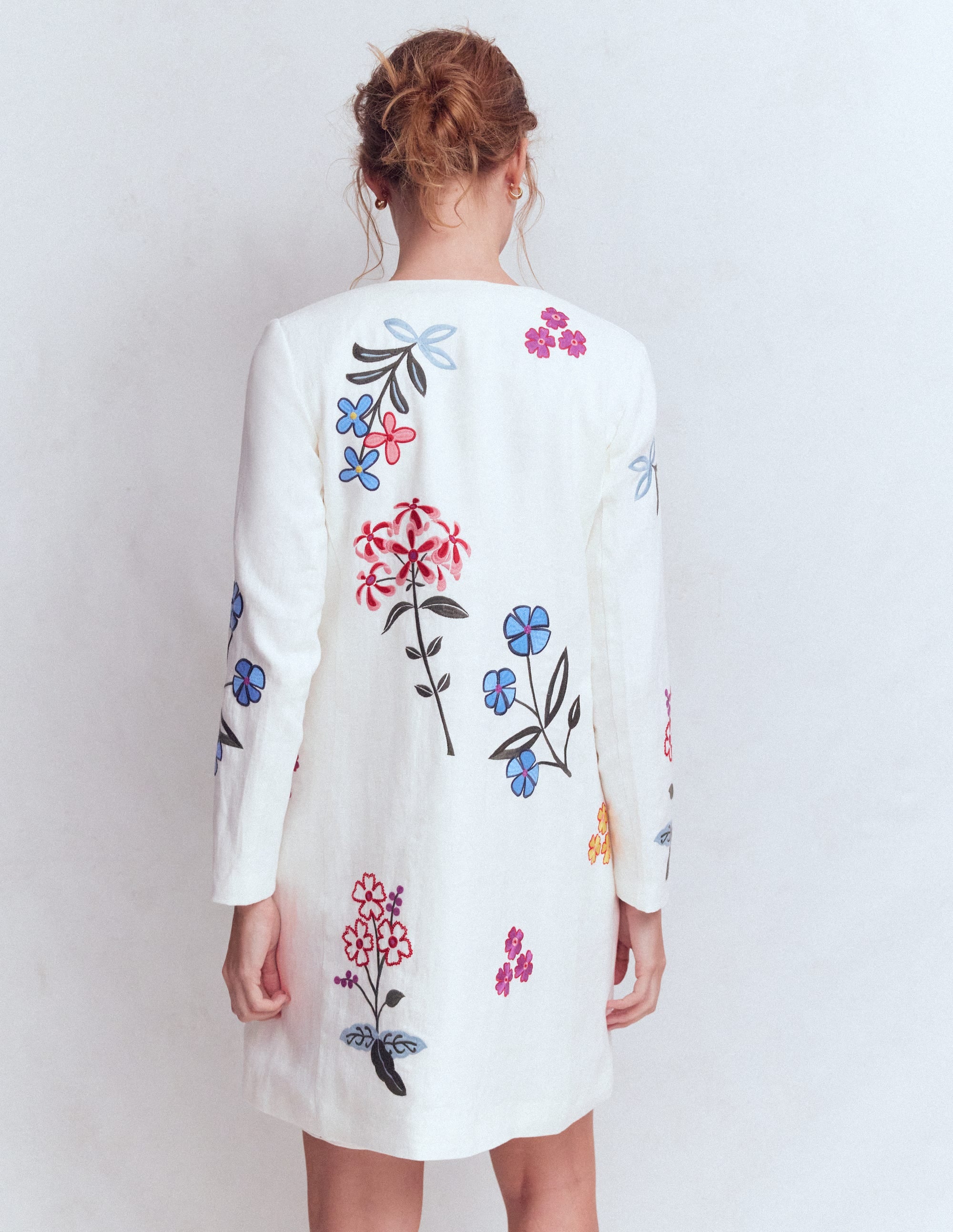 Embroidered Linen Coat-Ivory Embroidered - Image 3