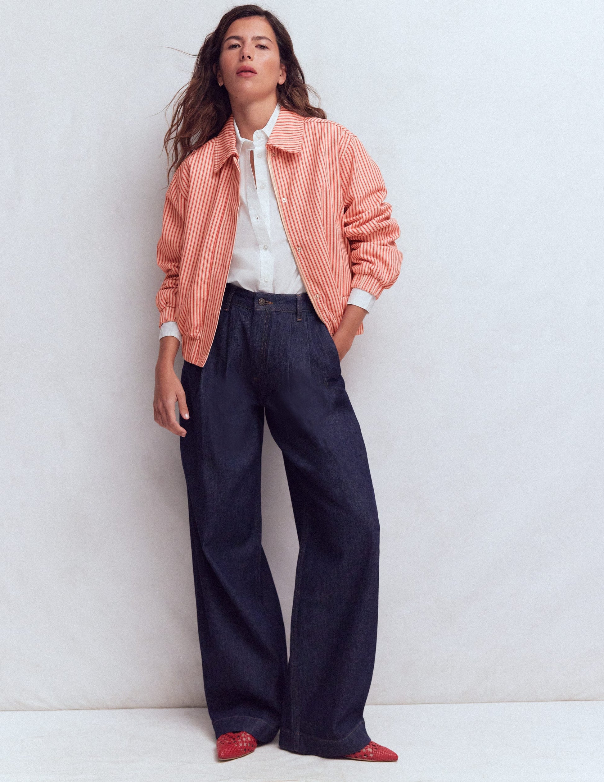 Casual Harrington Jacket-Red Tram Stripe-4