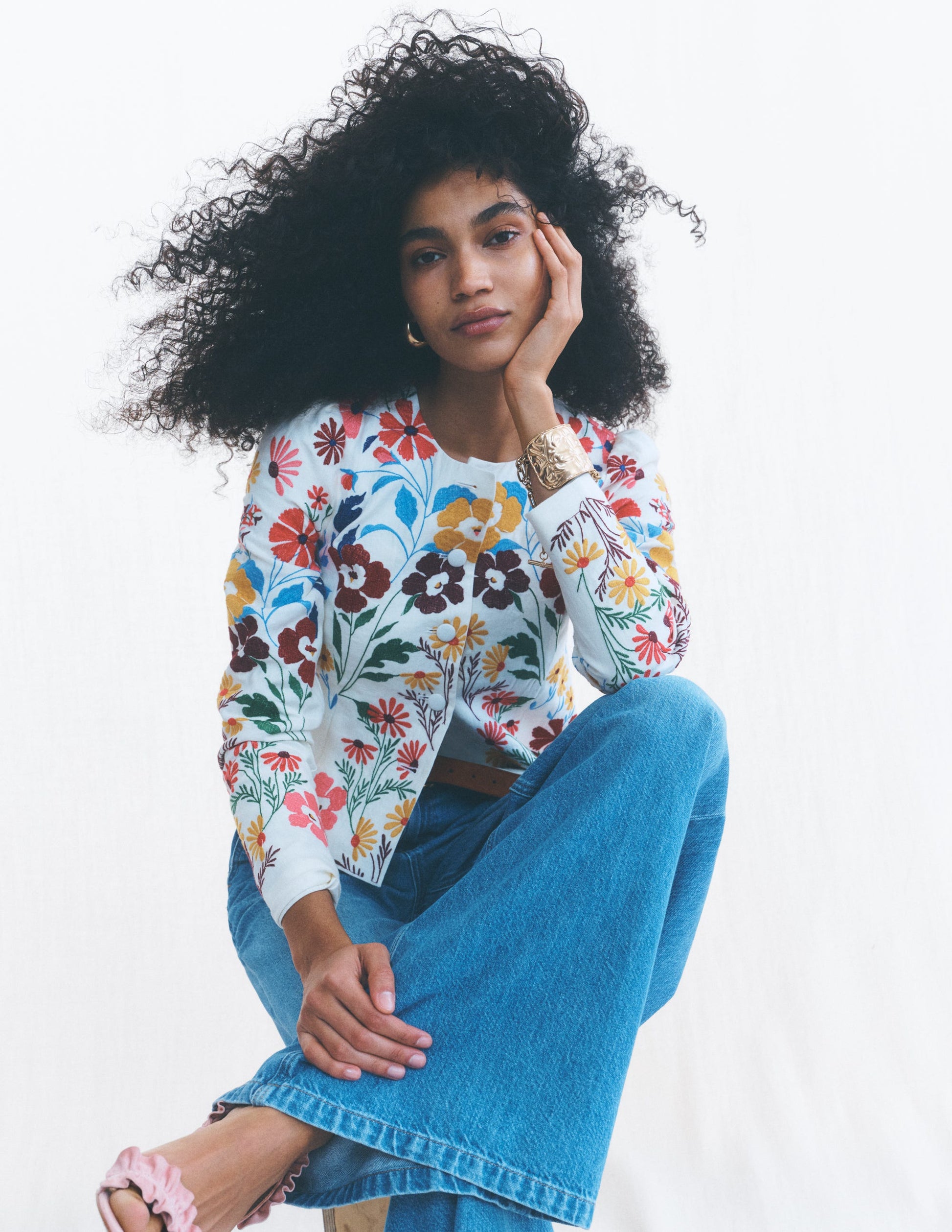 Salisbury Puff Sleeve Jacket-Multi, Embroidery-1