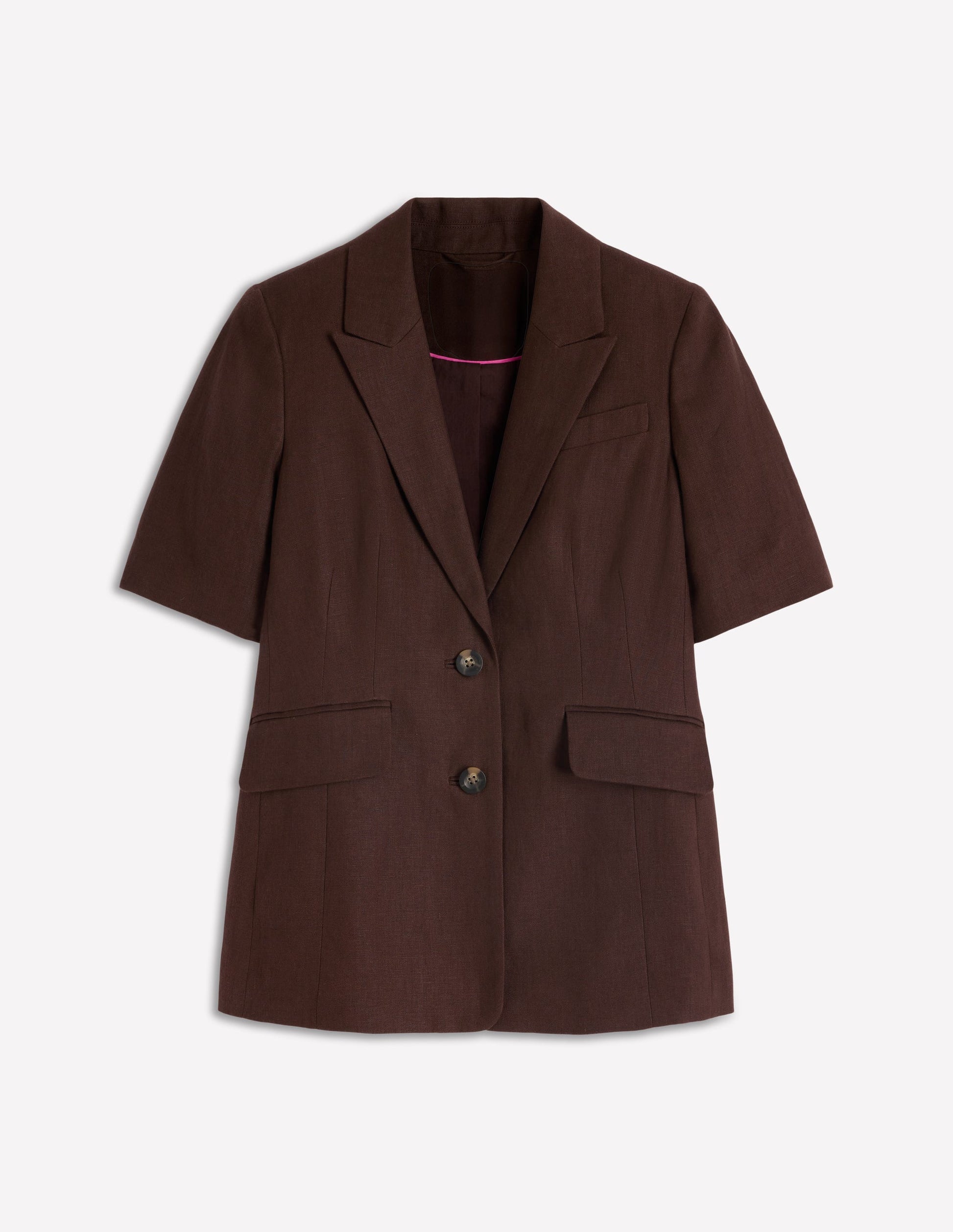 Short Sleeve Linen Blazer-Bitter Chocolate-7