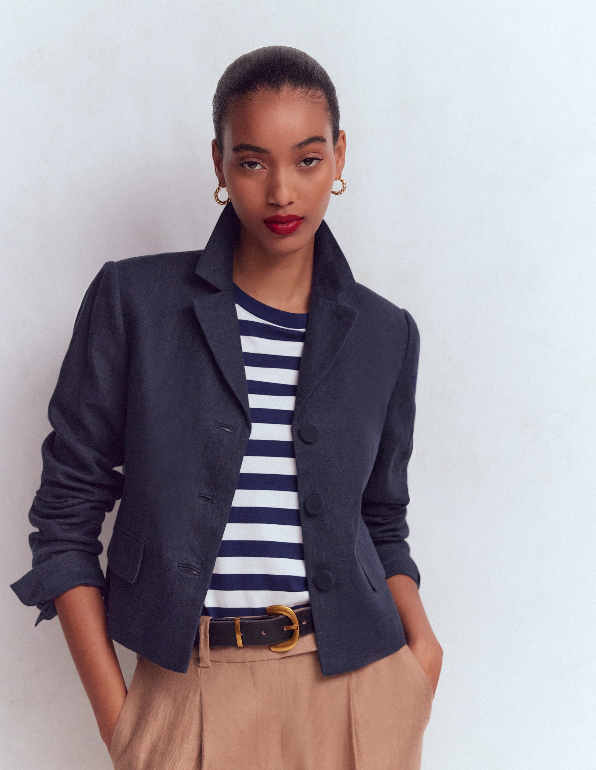 Dartmouth Linen Blazer-Navy - Image 1