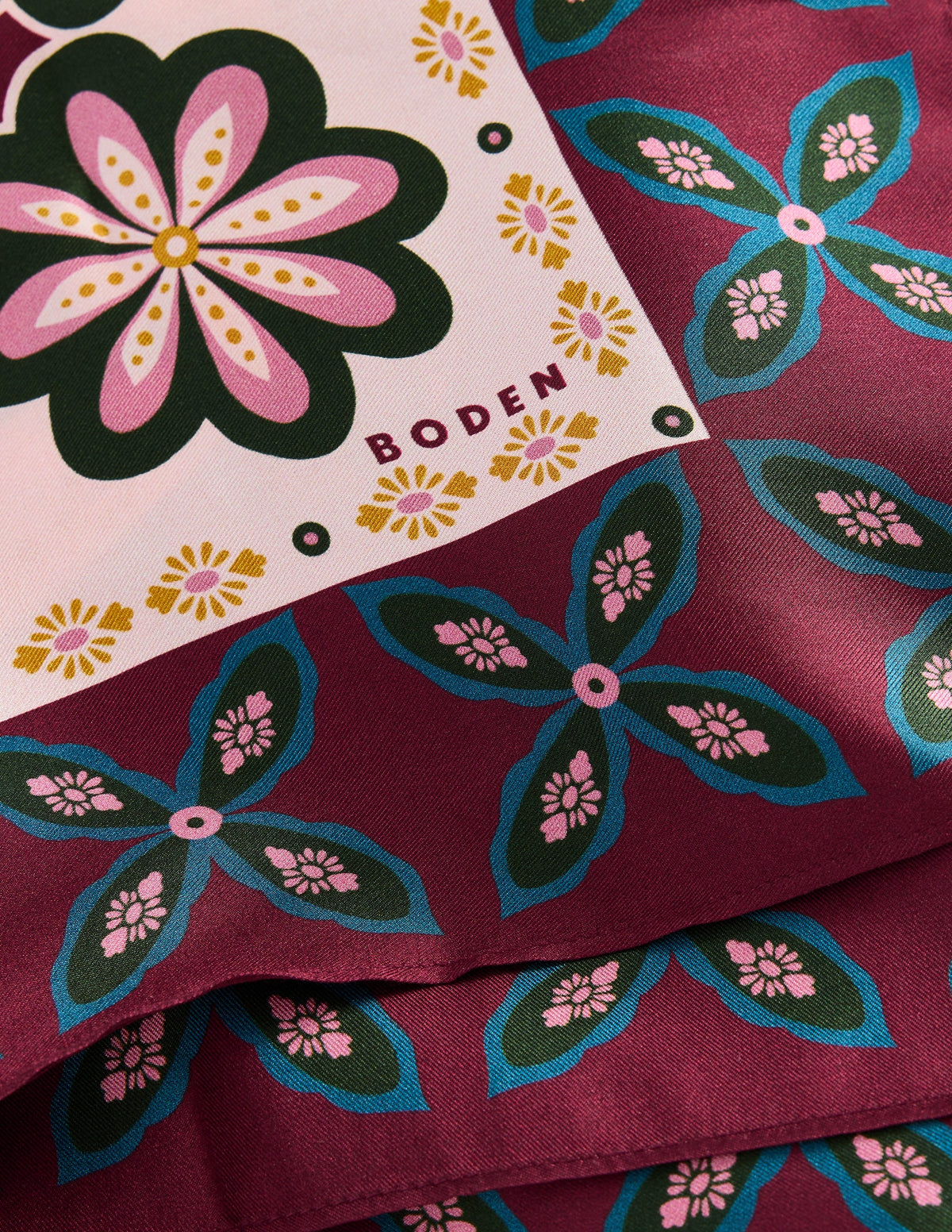 Elisabeth Silk Square Scarf-Multi, Geo Flora - Image 3