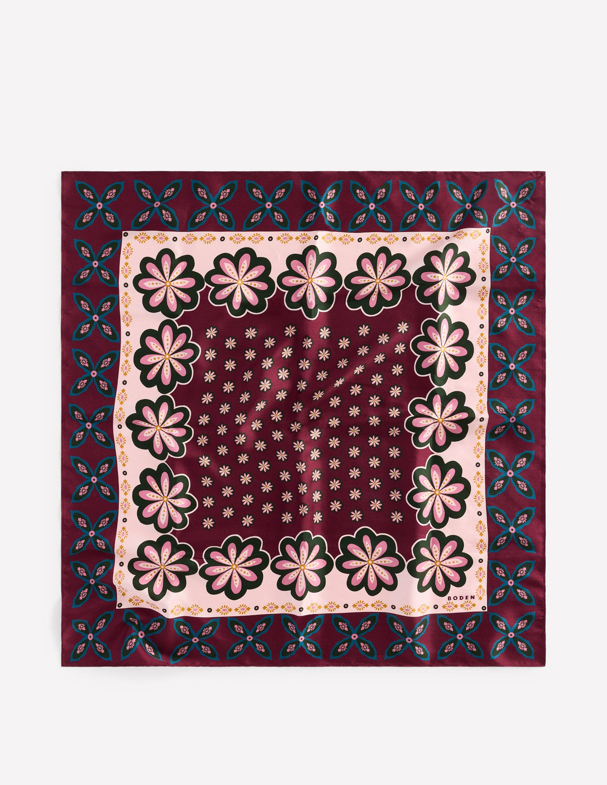 Elisabeth Silk Square Scarf-Multi, Geo Flora - Image 4
