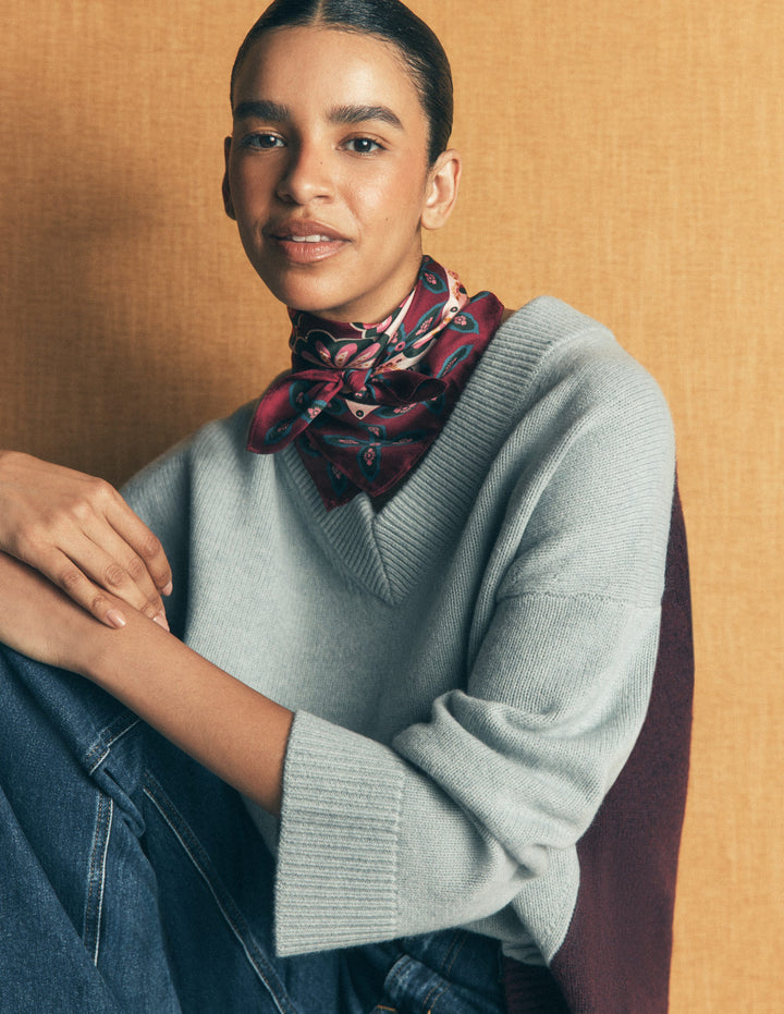 Elisabeth Silk Square Scarf-Multi, Geo Flora