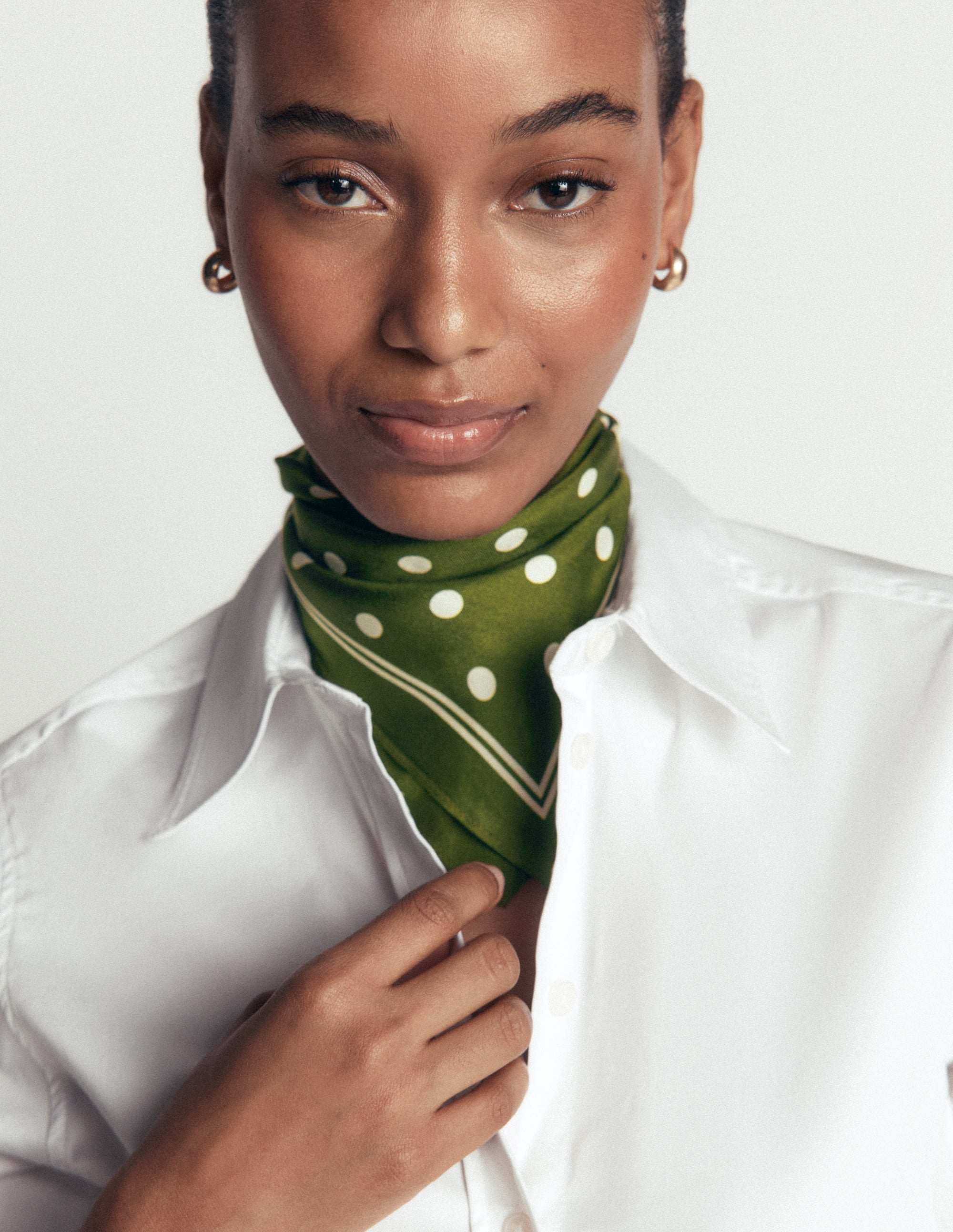 Elisabeth Silk Square Scarf-Chive, Spot - Image 2