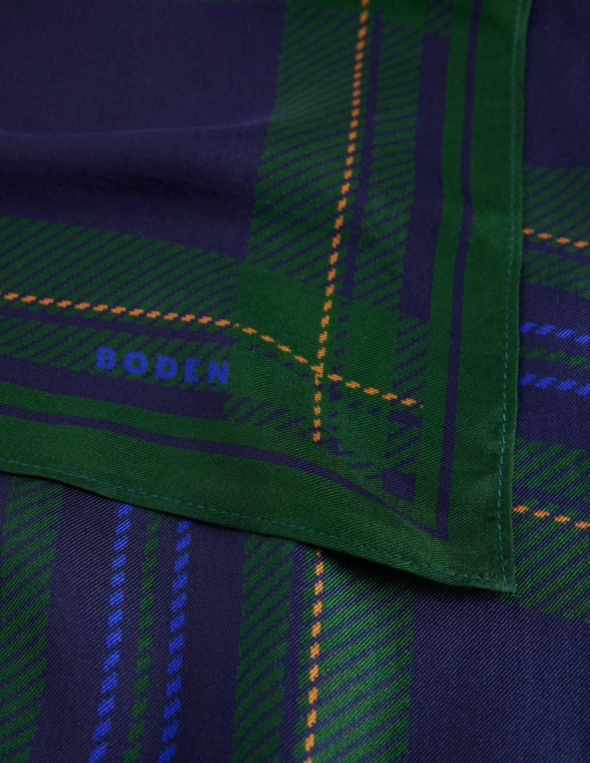 Elisabeth Silk Square Scarf-Navy, Tartan - Image 3