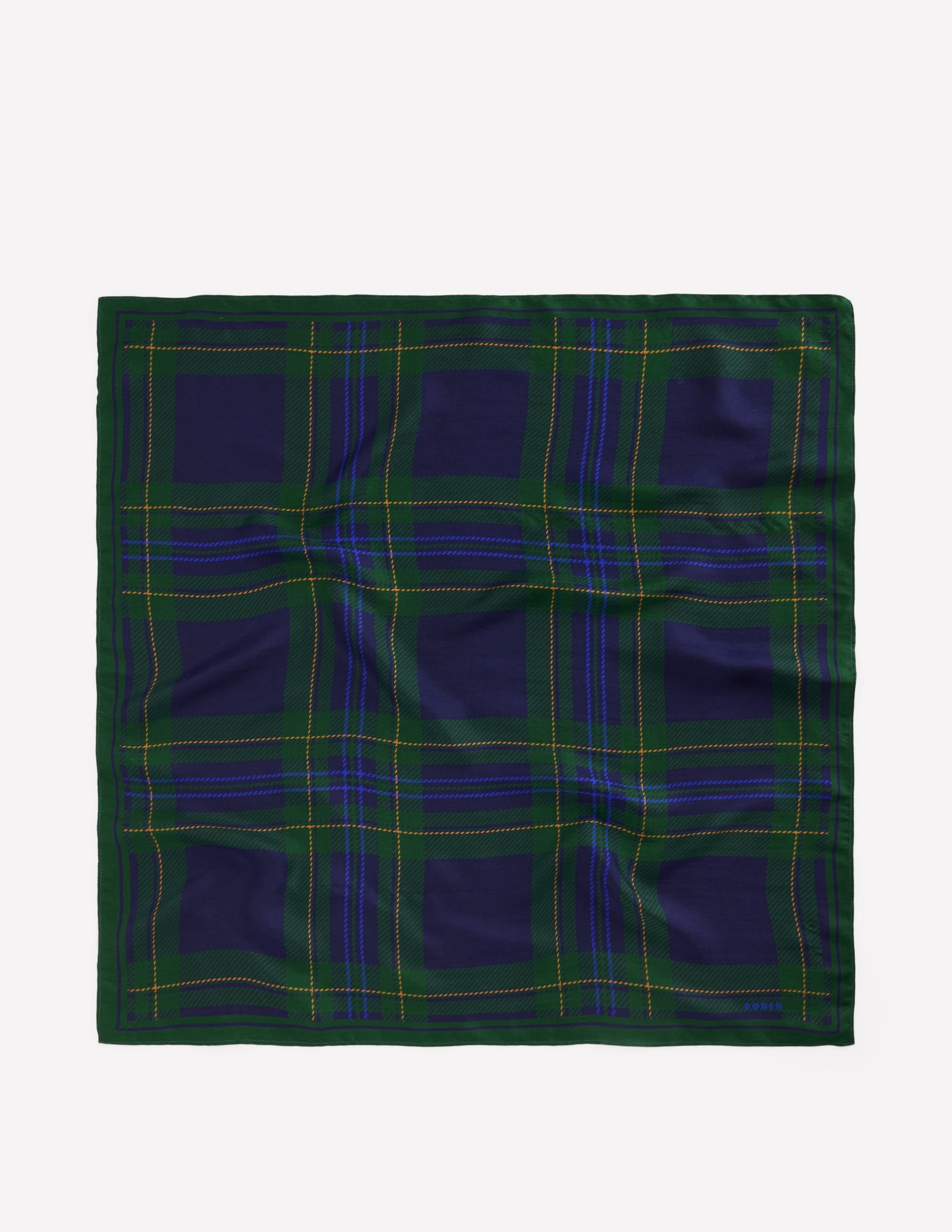 Elisabeth Silk Square Scarf-Navy, Tartan - Image 4
