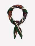 Elisabeth Silk Square Scarf-Dark Cherry, Jungle Charm