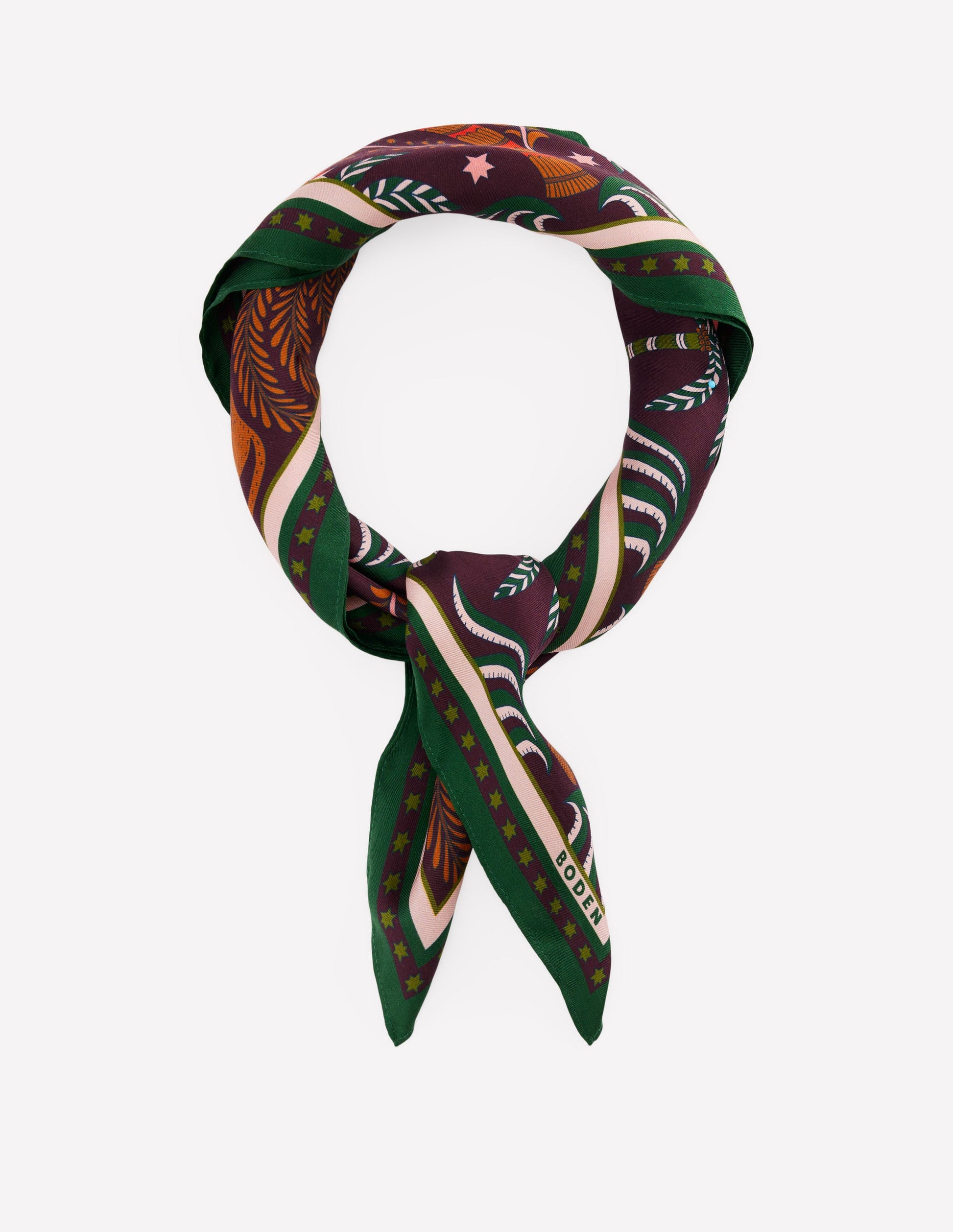 Elisabeth Silk Square Scarf-Dark Cherry, Jungle Charm-1