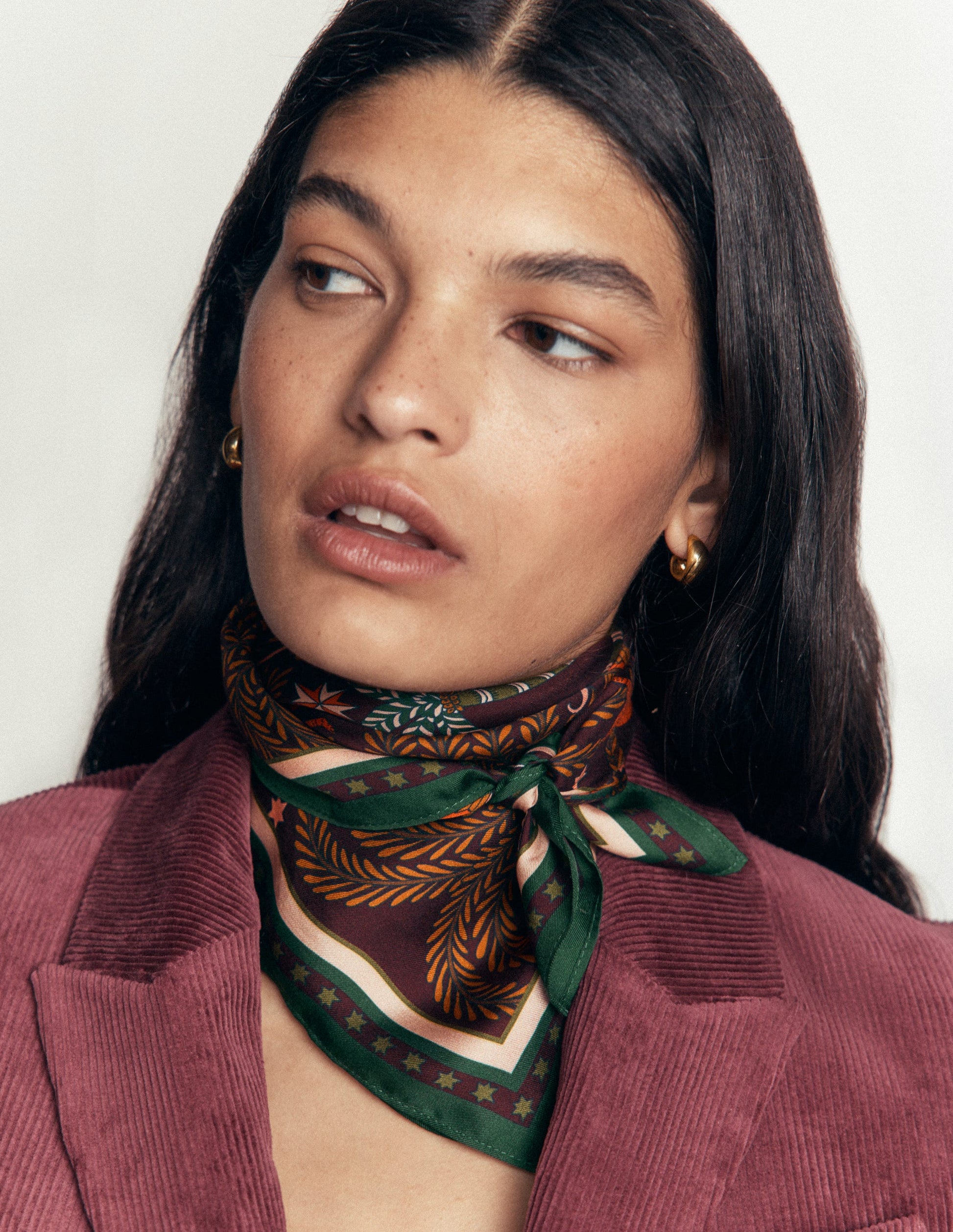 Elisabeth Silk Square Scarf-Dark Cherry, Jungle Charm-2