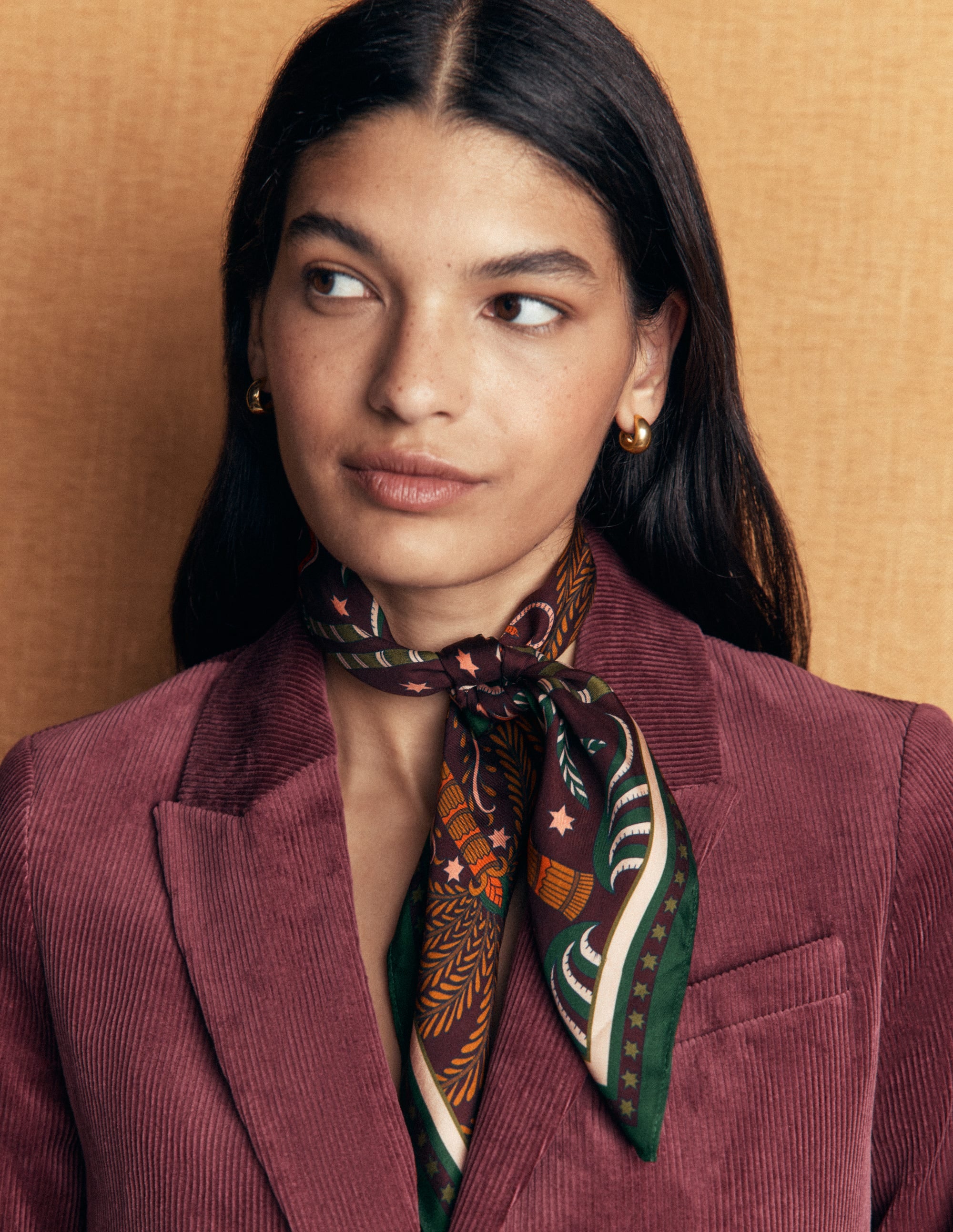 Elisabeth Silk Square Scarf-Dark Cherry, Jungle Charm - Image 3