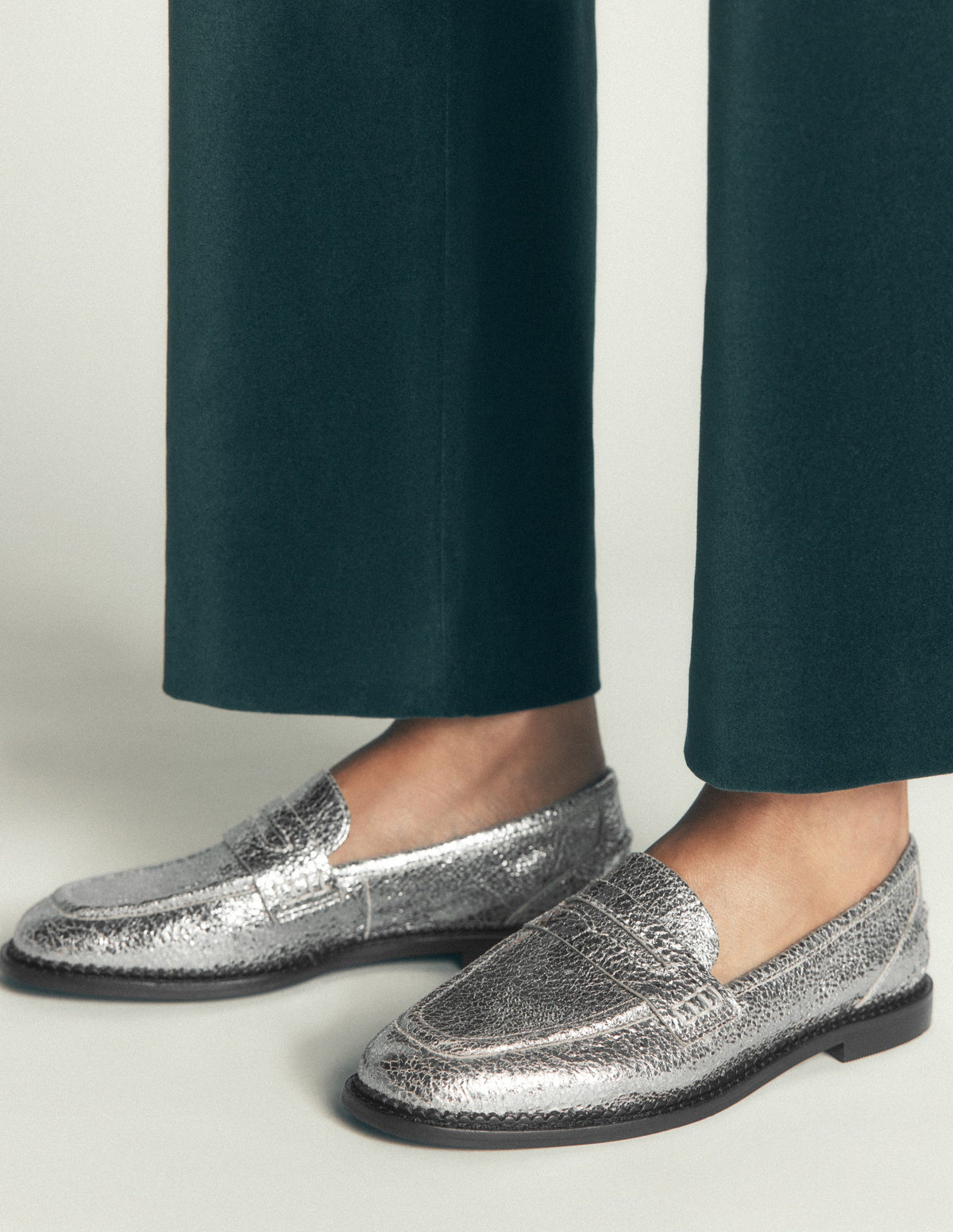 Nya Penny Loafers-Silver Metallic-2