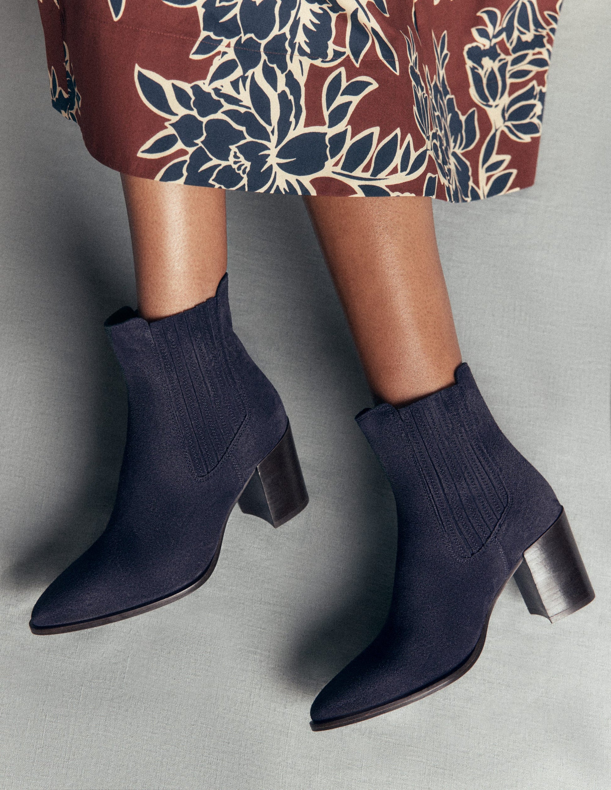 Point Casual Ankle Boots-Dark Navy-3