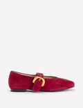 Kylie Flat Buckle Mary Janes-Wine