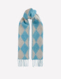 Mohair Woven Scarf-Duck Egg Blue Argyle