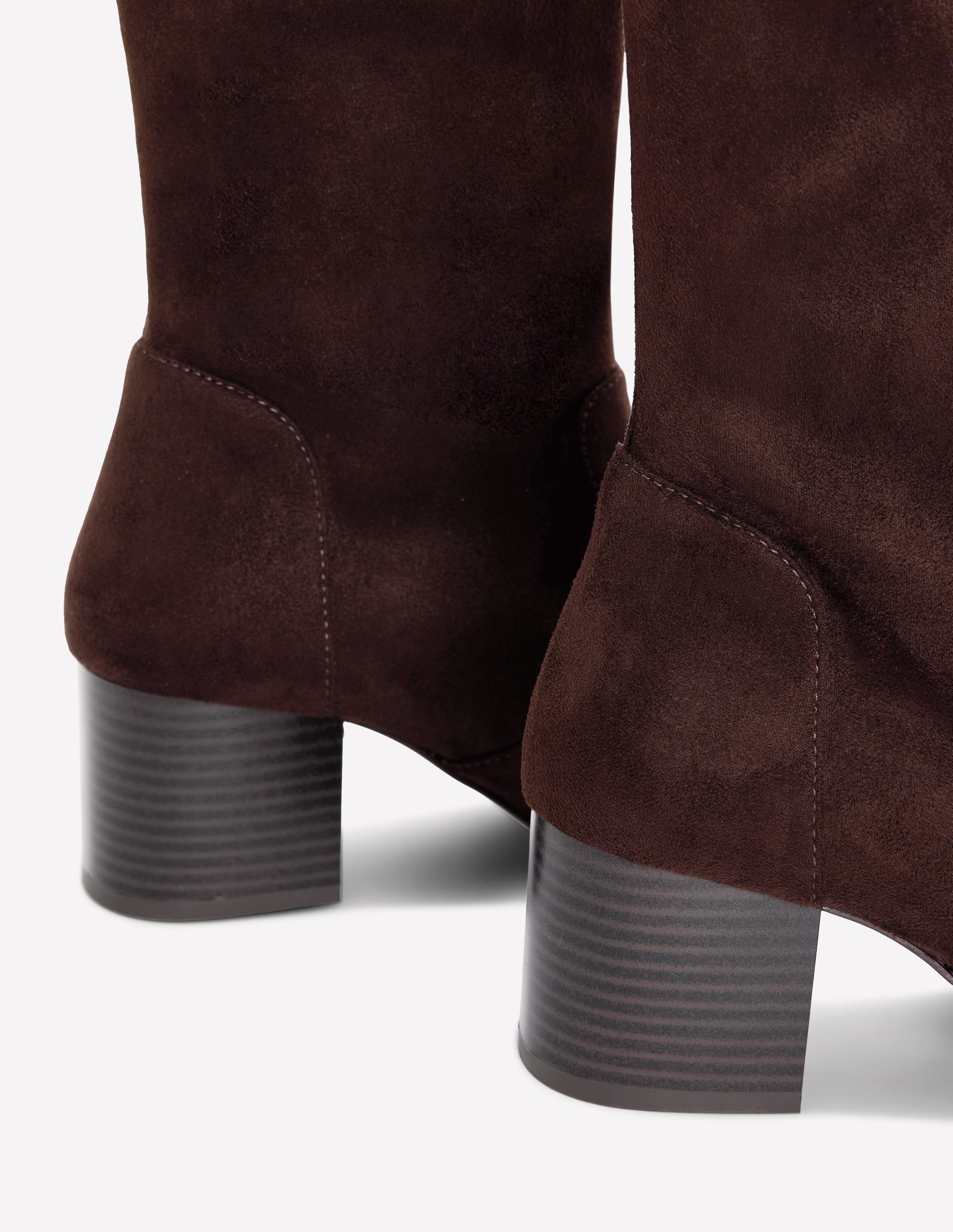 Block Heel Stretch Boots-Chocolate - Image 4