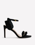 Pleat Detail Heeled Sandals-Black