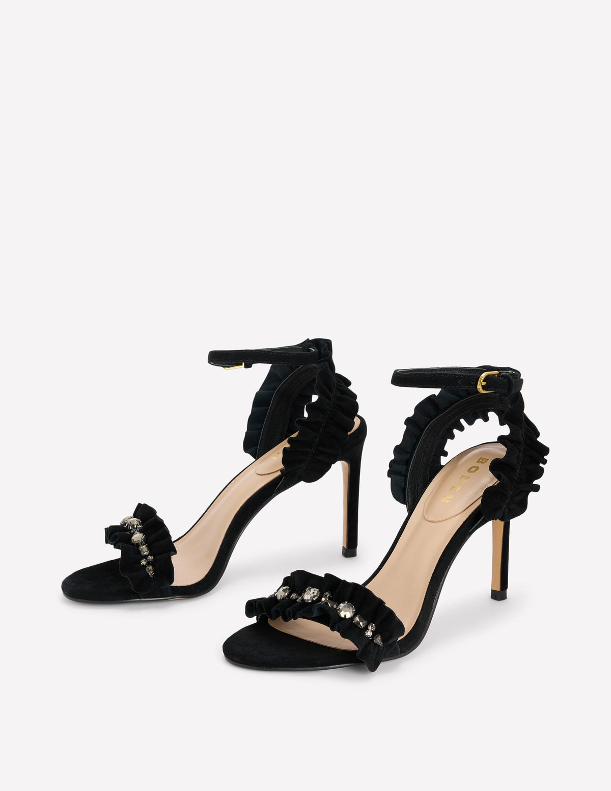 Pleat Detail Heeled Sandals-Black - Image 3