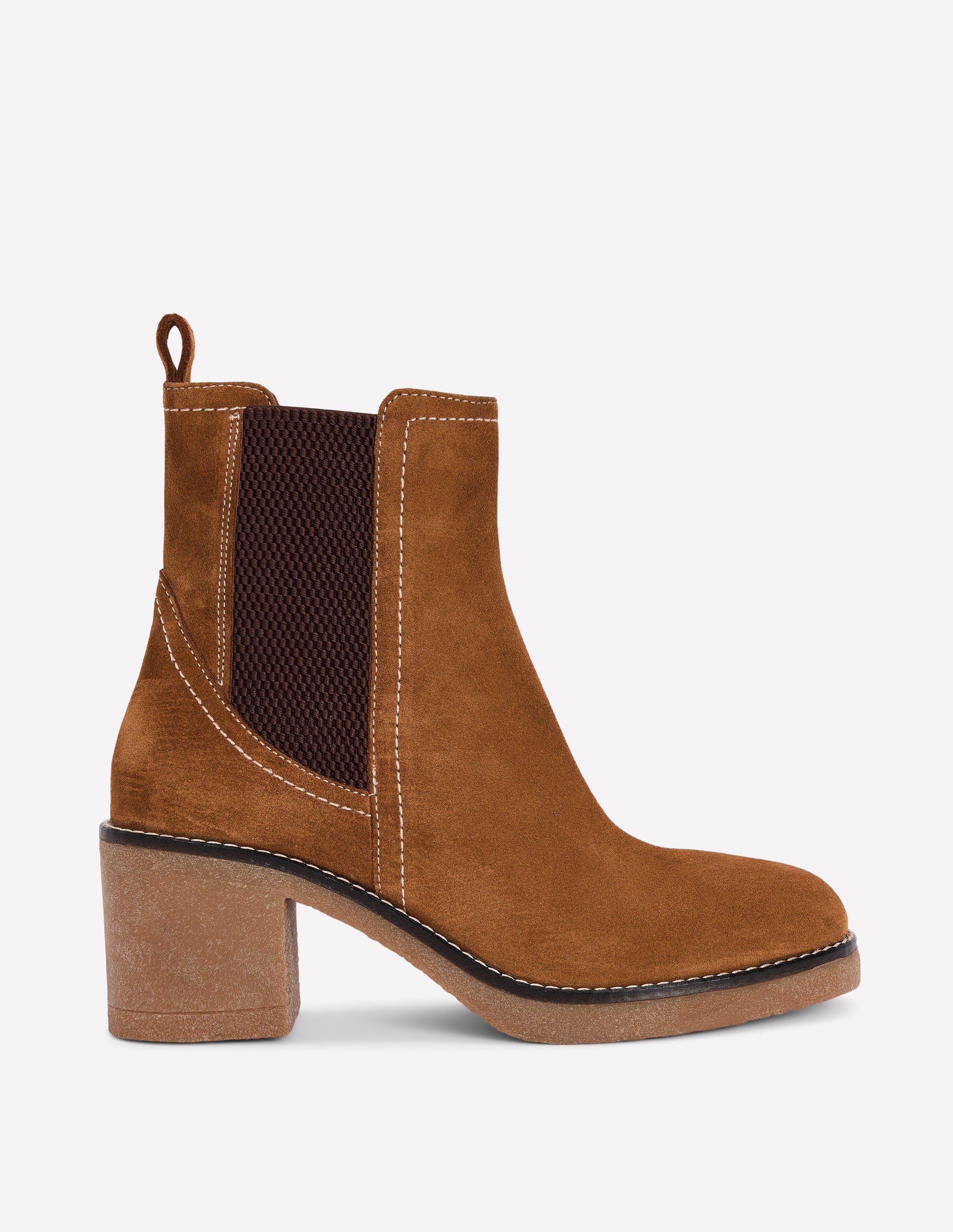 Heeled Crepe Chelsea Boots-Golden Brown - Image 1