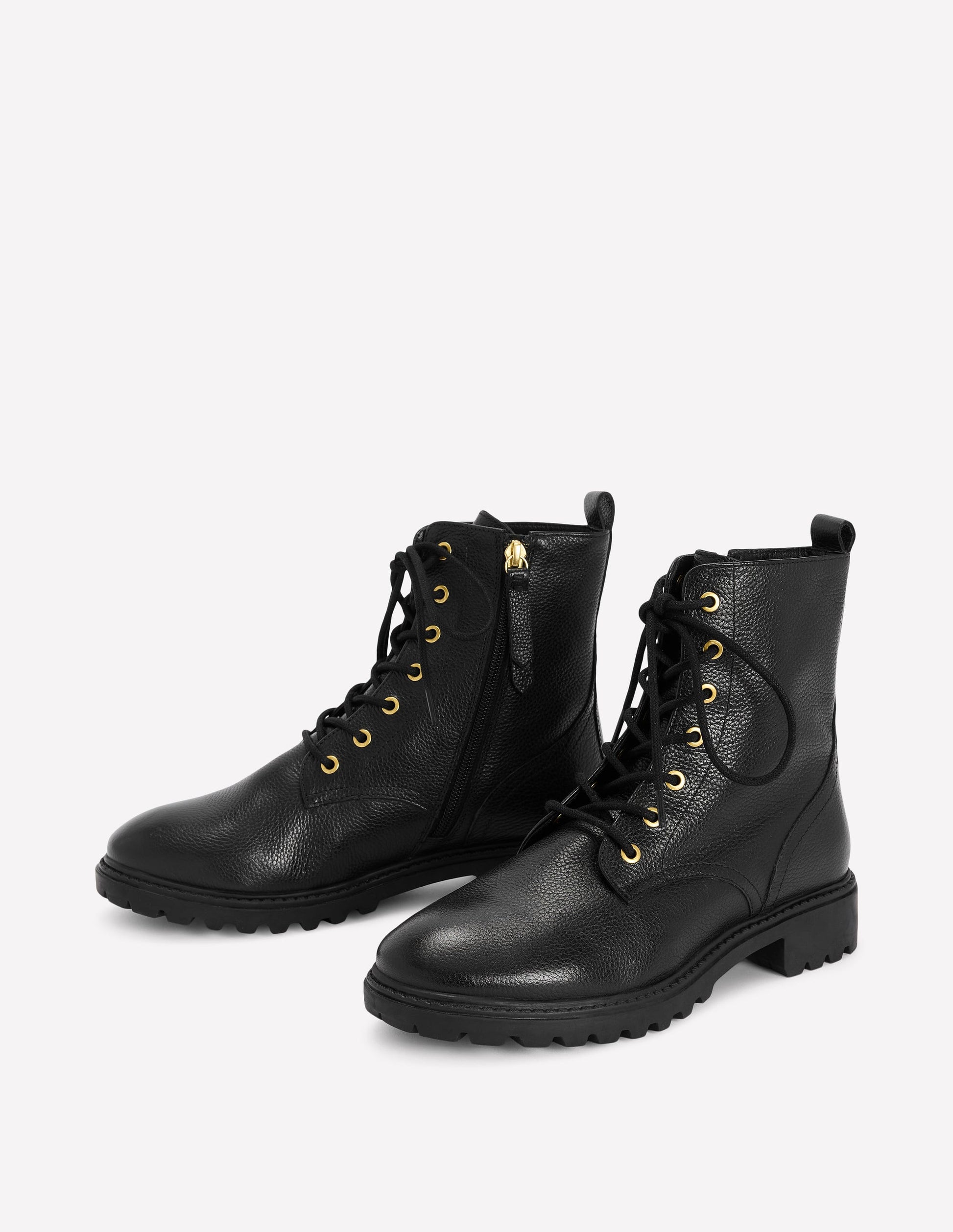 Alex Lace Up Ankle Boots-Black Tumbled Leather-4