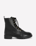 Alex Lace Up Ankle Boots-Black Tumbled Leather