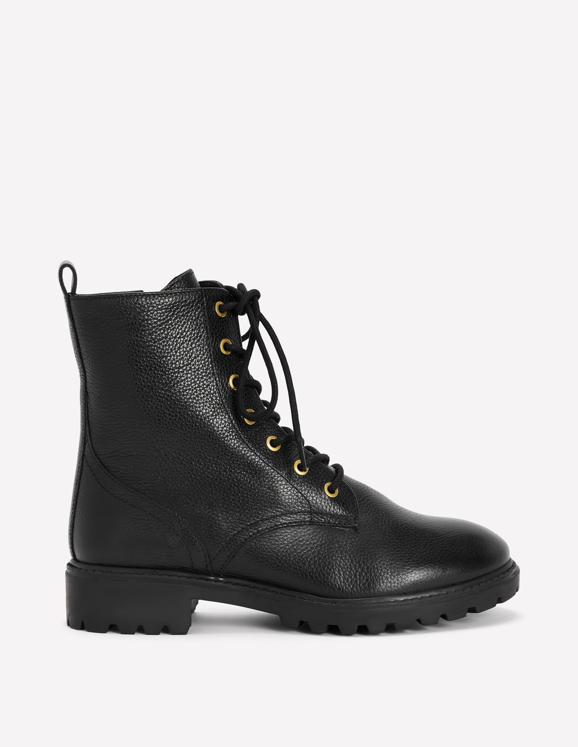 Alex Lace Up Ankle Boots-Black Tumbled Leather - Image 1