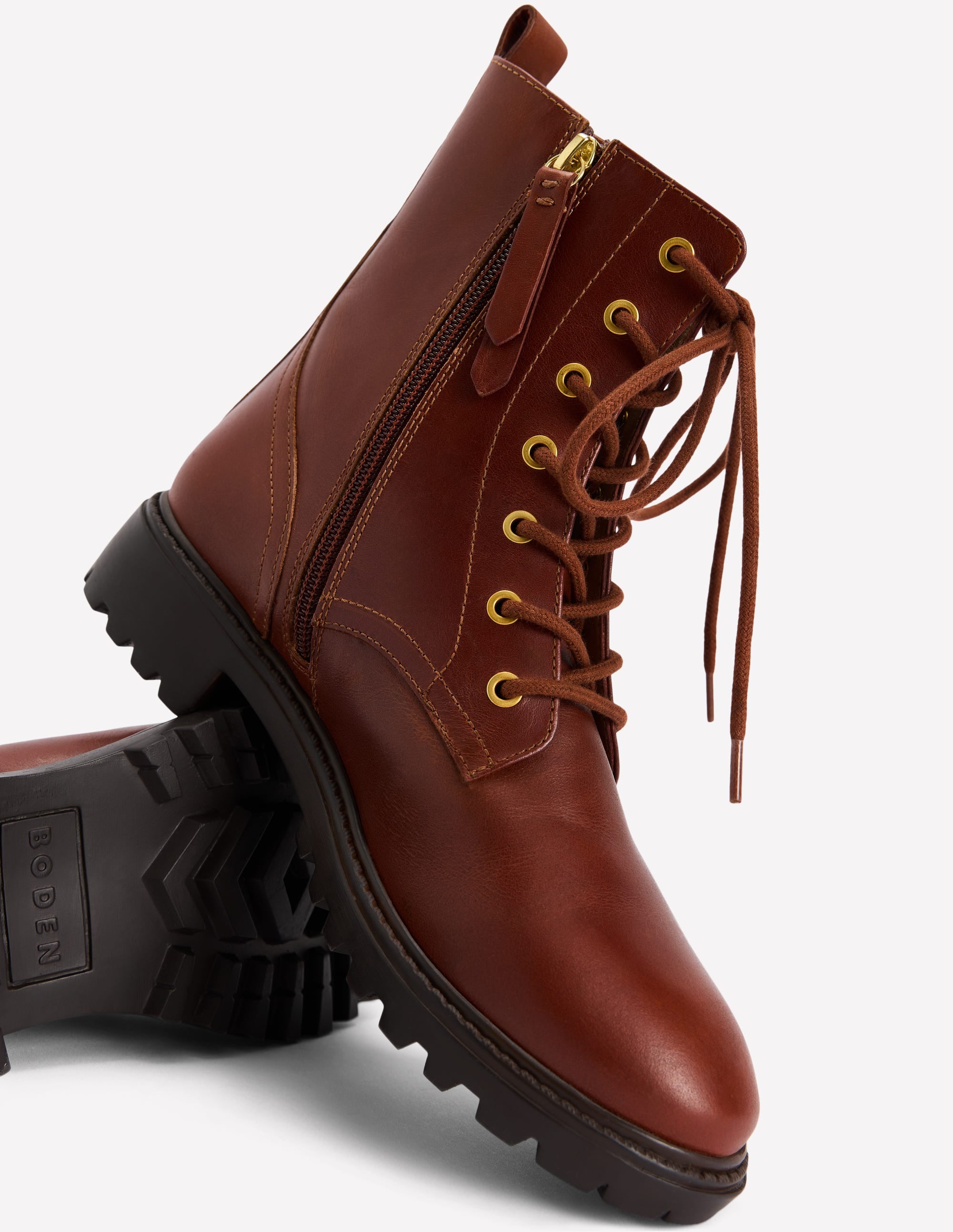 Alex Lace Up Ankle Boots-Tan - Image 4