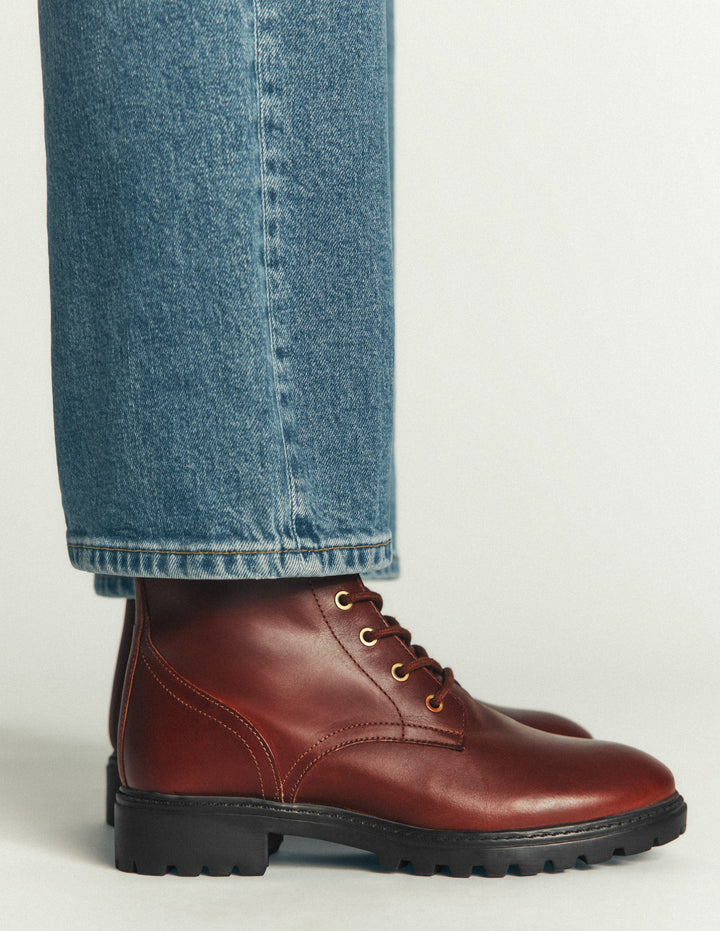 Alex Lace Up Ankle Boots-Tan