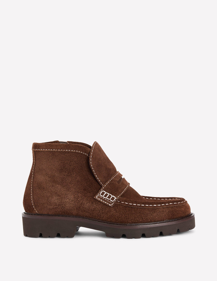 Loafer Ankle Boots-Chocolate Suede