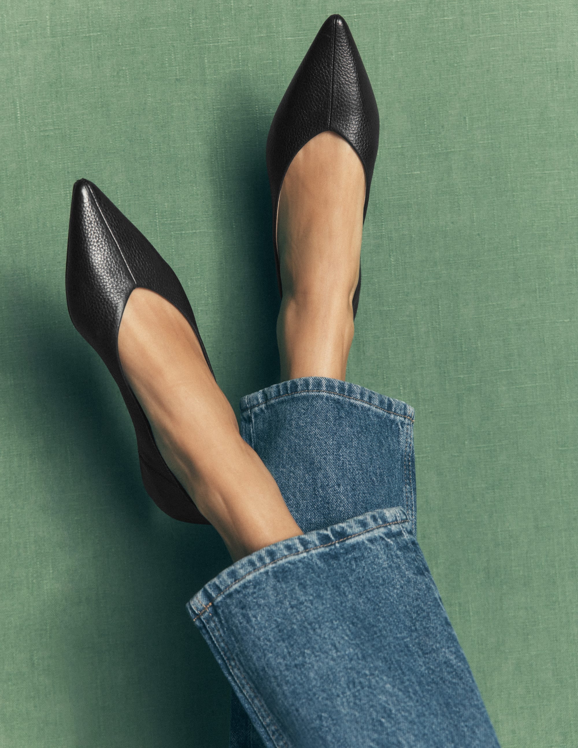 Nigella Pointed Toe Flats-Black - Image 2