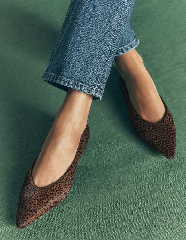 Nigella Pointed Toe Flats-Mini Leopard