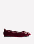 Patti Round Toe Ballet Flats-Dark Burgundy Bow