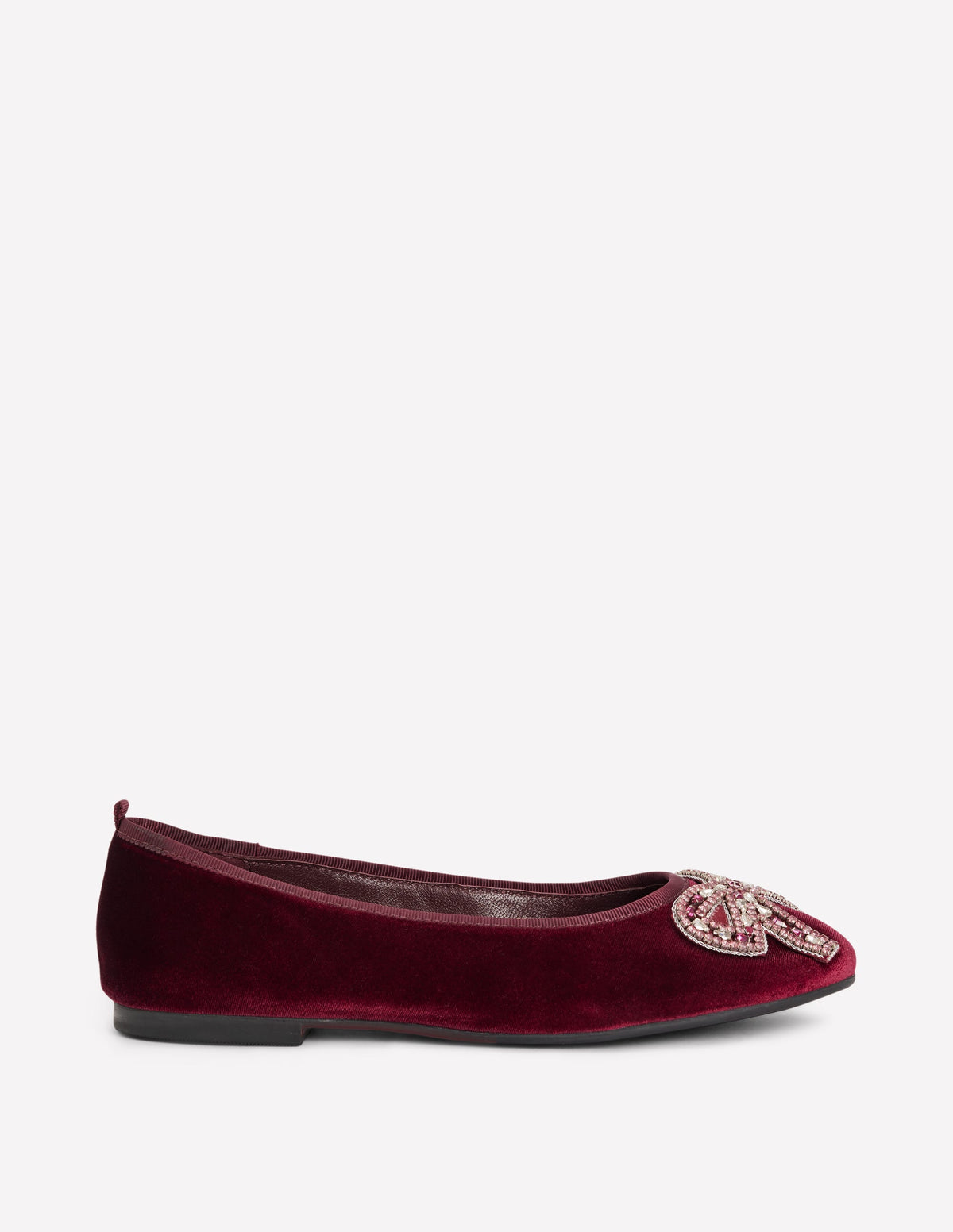 Patti Round Toe Ballet Flats-Dark Burgundy Bow-1