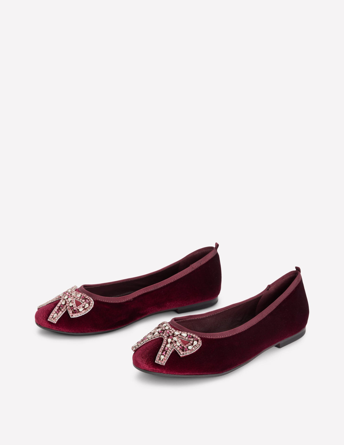 Patti Round Toe Ballet Flats-Dark Burgundy Bow-3