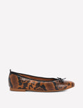 Patti Round Toe Ballet Flats-Tan Snake Print