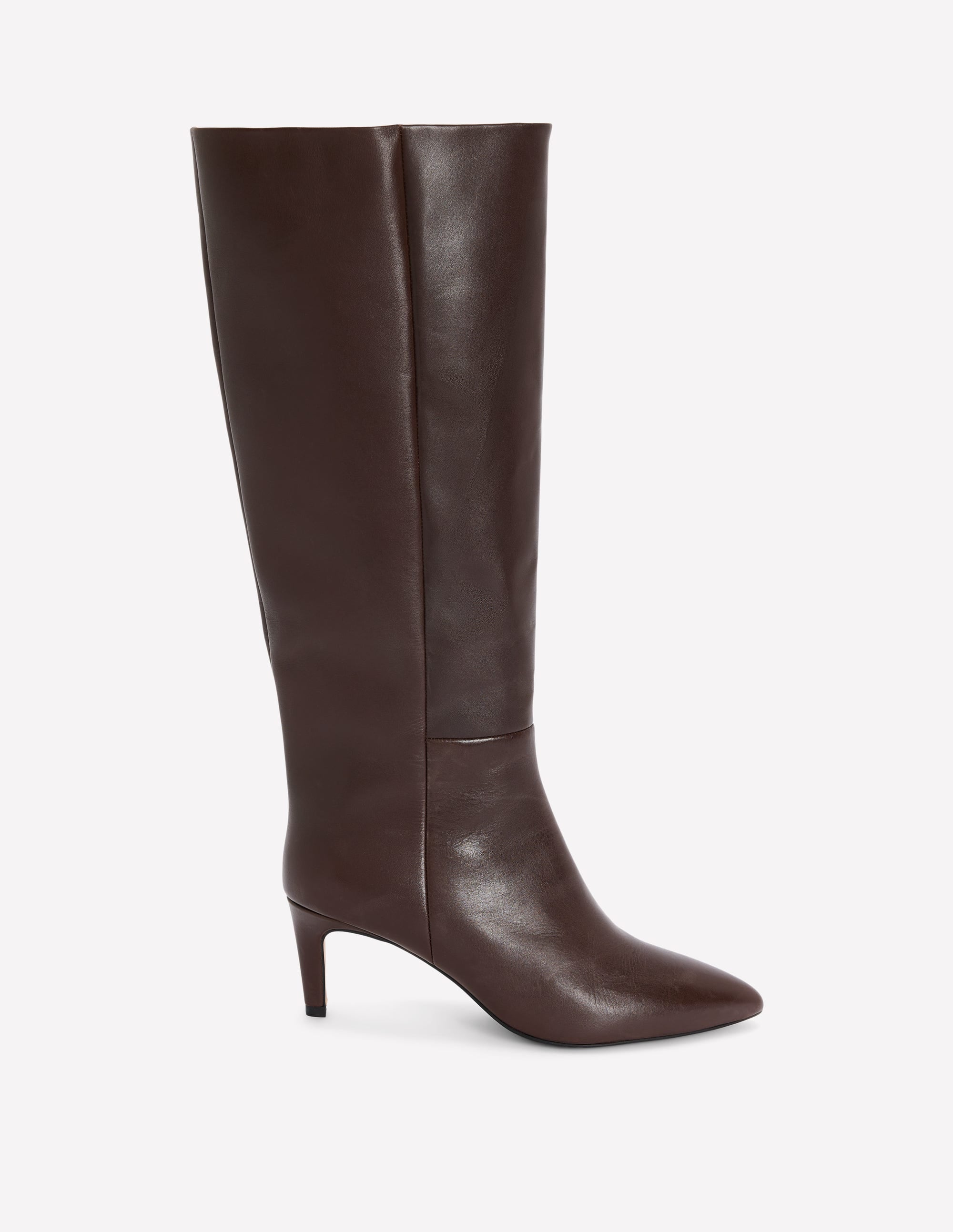 Straight Leg Heeled Boots-Chocolate - Image 1