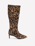 Stretch Kitten Heel Boots-Leopard Print