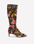 Stretch Kitten Heel Boots-Floral Print