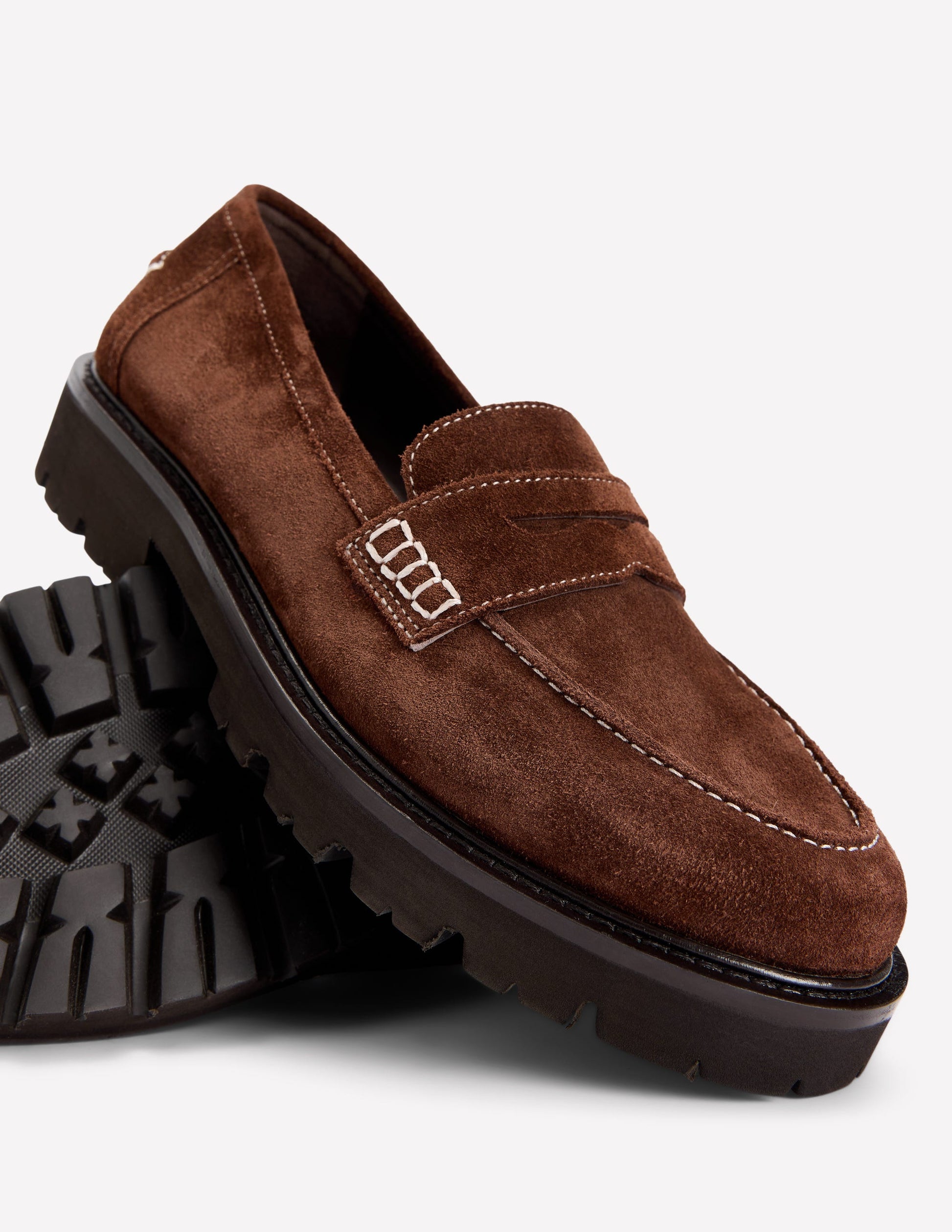 Chunky Cleated Sole Loafers-Raw Umber-4
